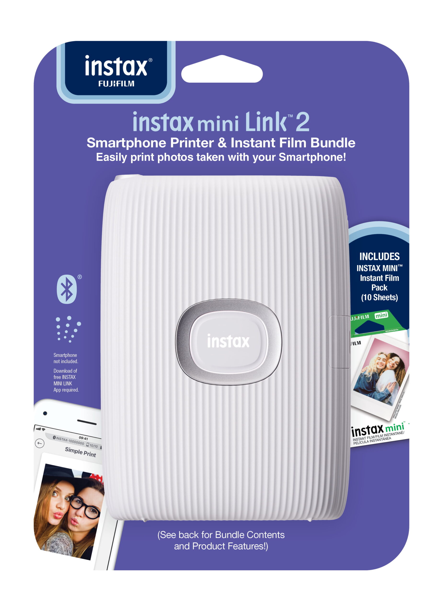 Fujifilm INSTAX Mini Link 2 Smartphone Printer Bundle with Film (10-pack). Clay White