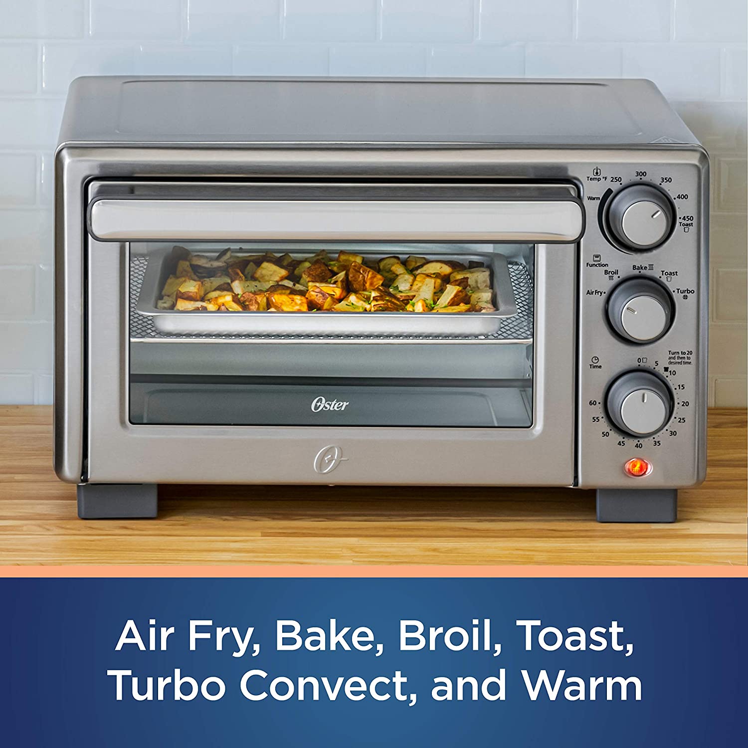 Oster Compact Countertop Oven With Air Fryer. Stainless Steel