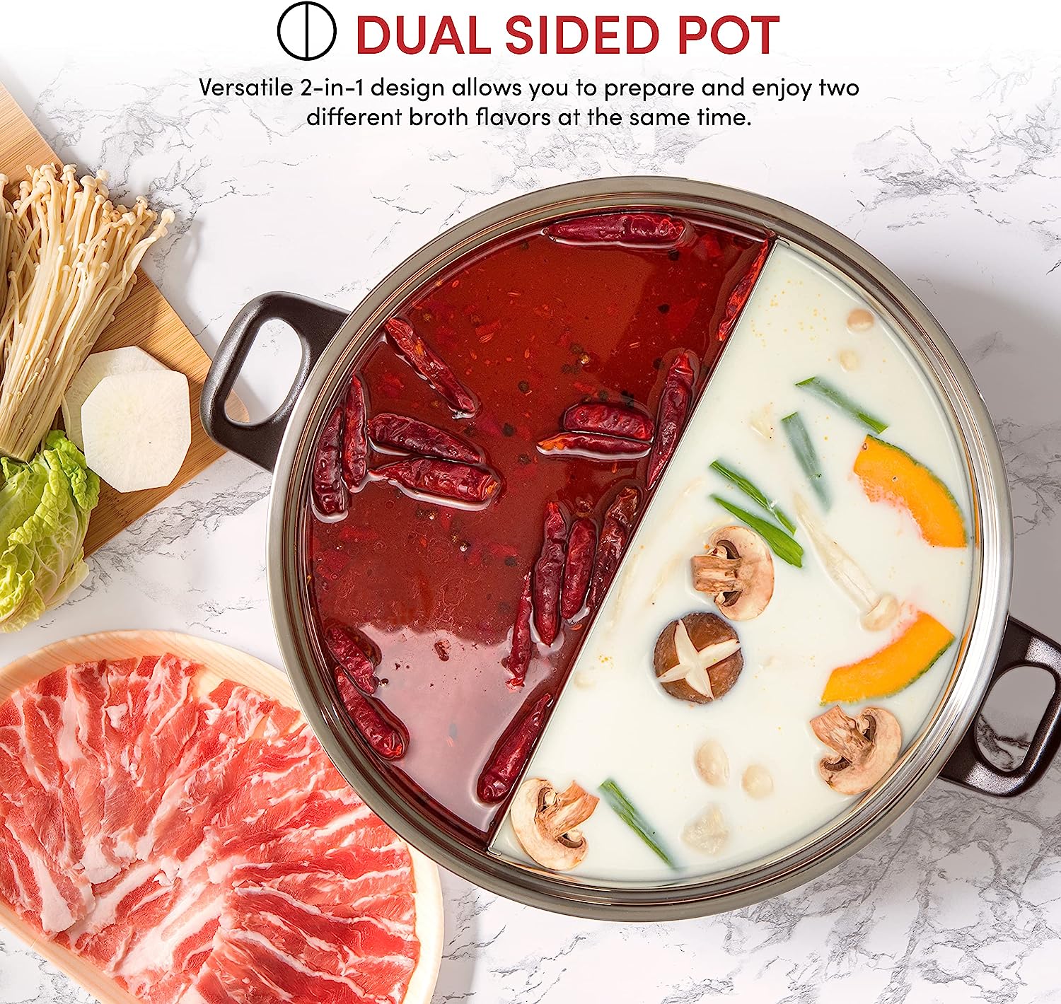 Aroma Housewares ASP-610 Dual-Sided Shabu Hot Pot. 5Qt. Stainless Steel Aroma Housewares 3 Uncooked/6 Cups Cooked Rice Cooker. Steamer. Multicooker. 2-6 cups. Black