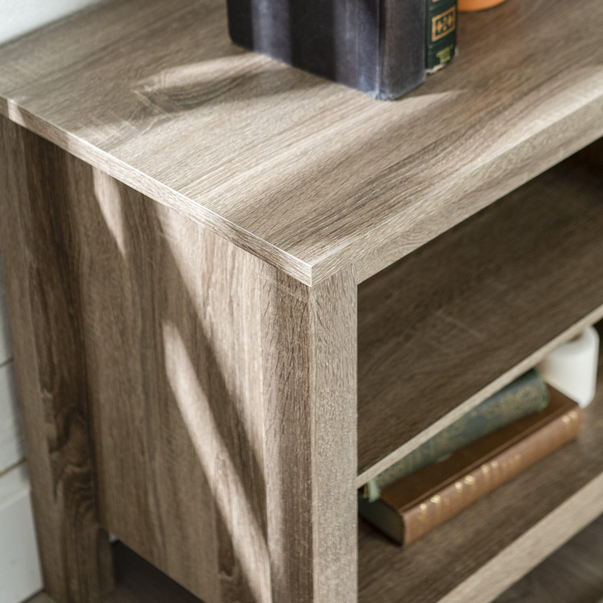 Woven Paths Open Storage TV Stand for TVs up to 80″. Driftwood