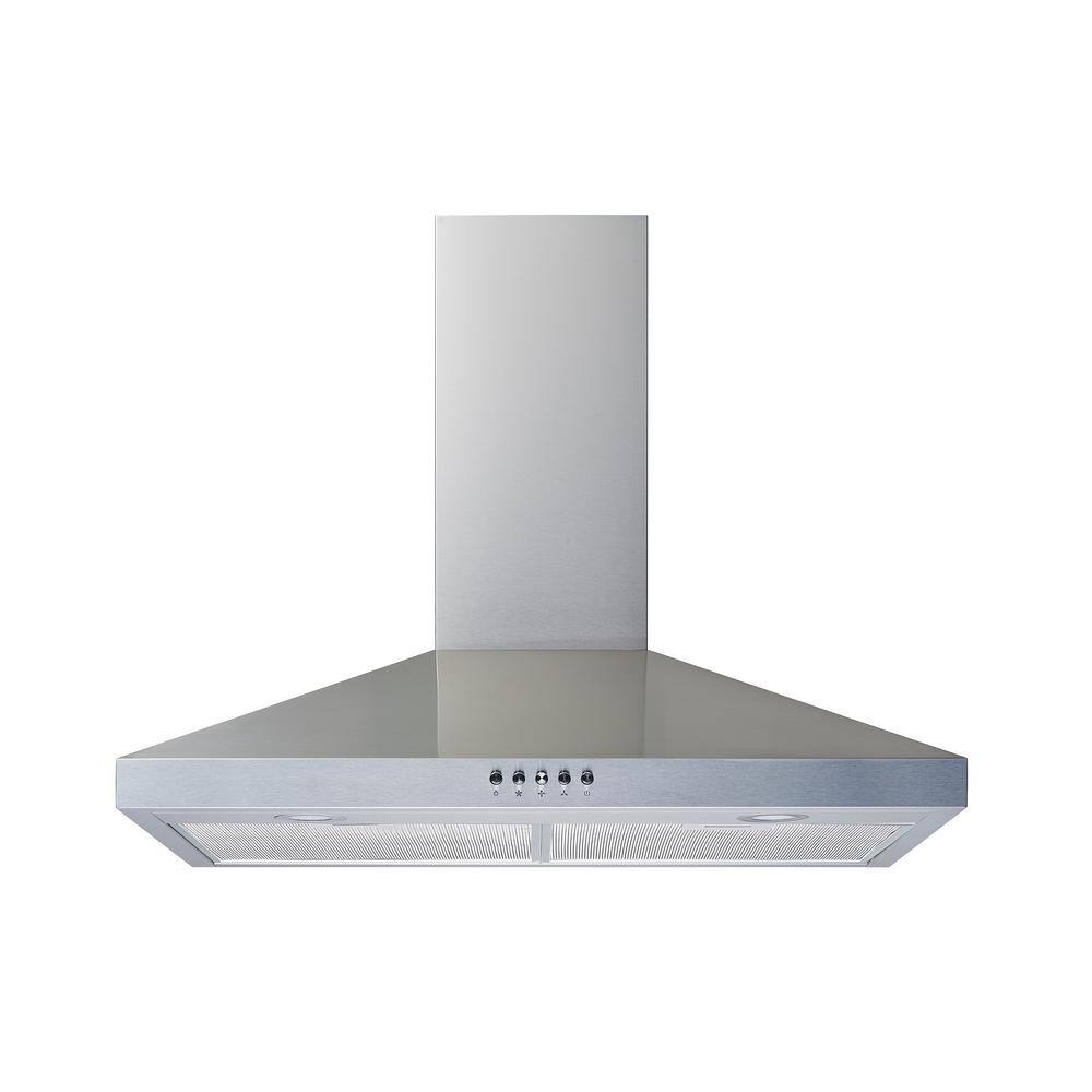 Winflo WR003C30 30 in. Convertible Wall Mount Range Hood in Stainless Steel with Mesh Filters and Push Button Control