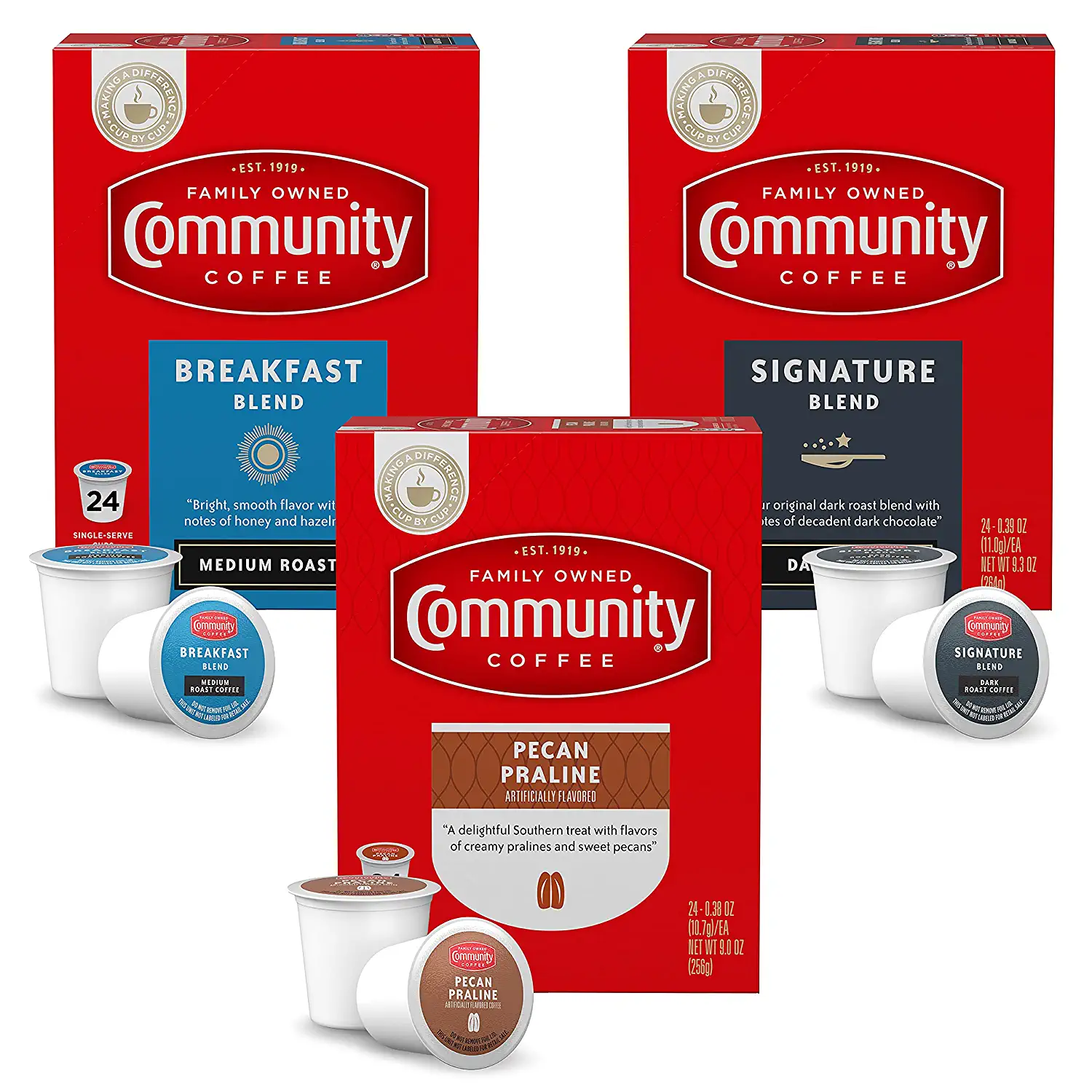 Community Coffee Variety Pack 72 Count Coffee Pods Medium Dark Roast and Flavored. Compatible with Keurig 2.0 K-Cup Brewers. 24 Count (Pack of 3)