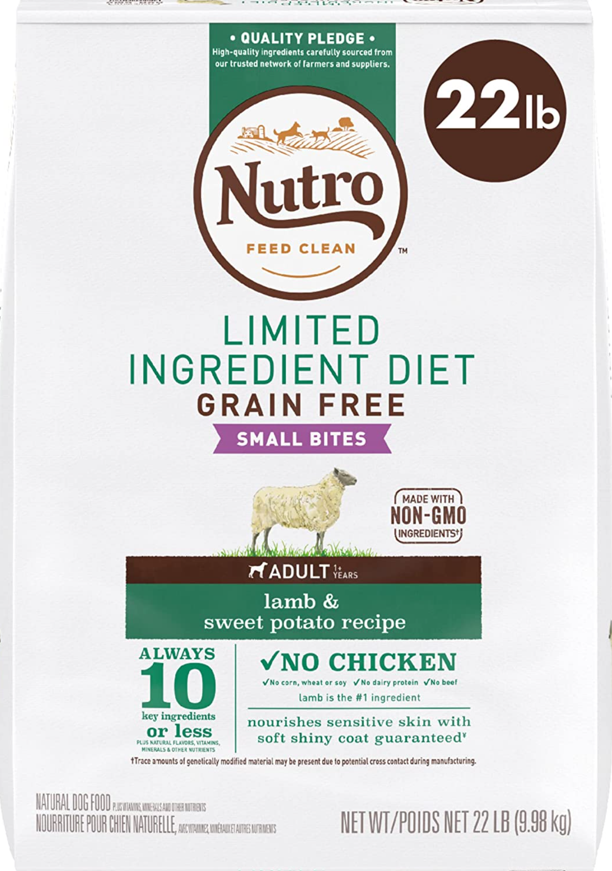 NUTRO Limited Ingredient Diet Small Bites Adult Dry Dog Food Lamb & Sweet Potato Recipe 22 Pound (Pack of 1)