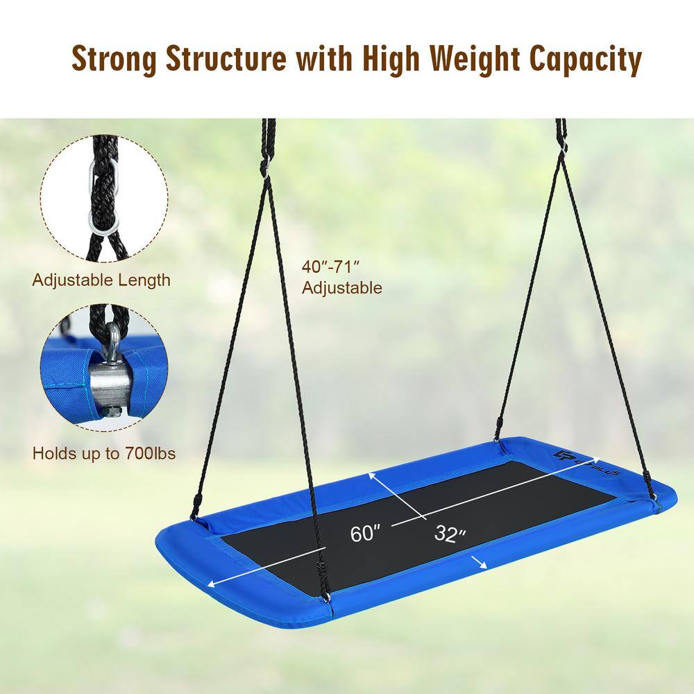Costway OP70630NY 700 lbs. Giant 60 in. Platform Tree Web Swing Outdoor with 2 Hanging Straps Blue