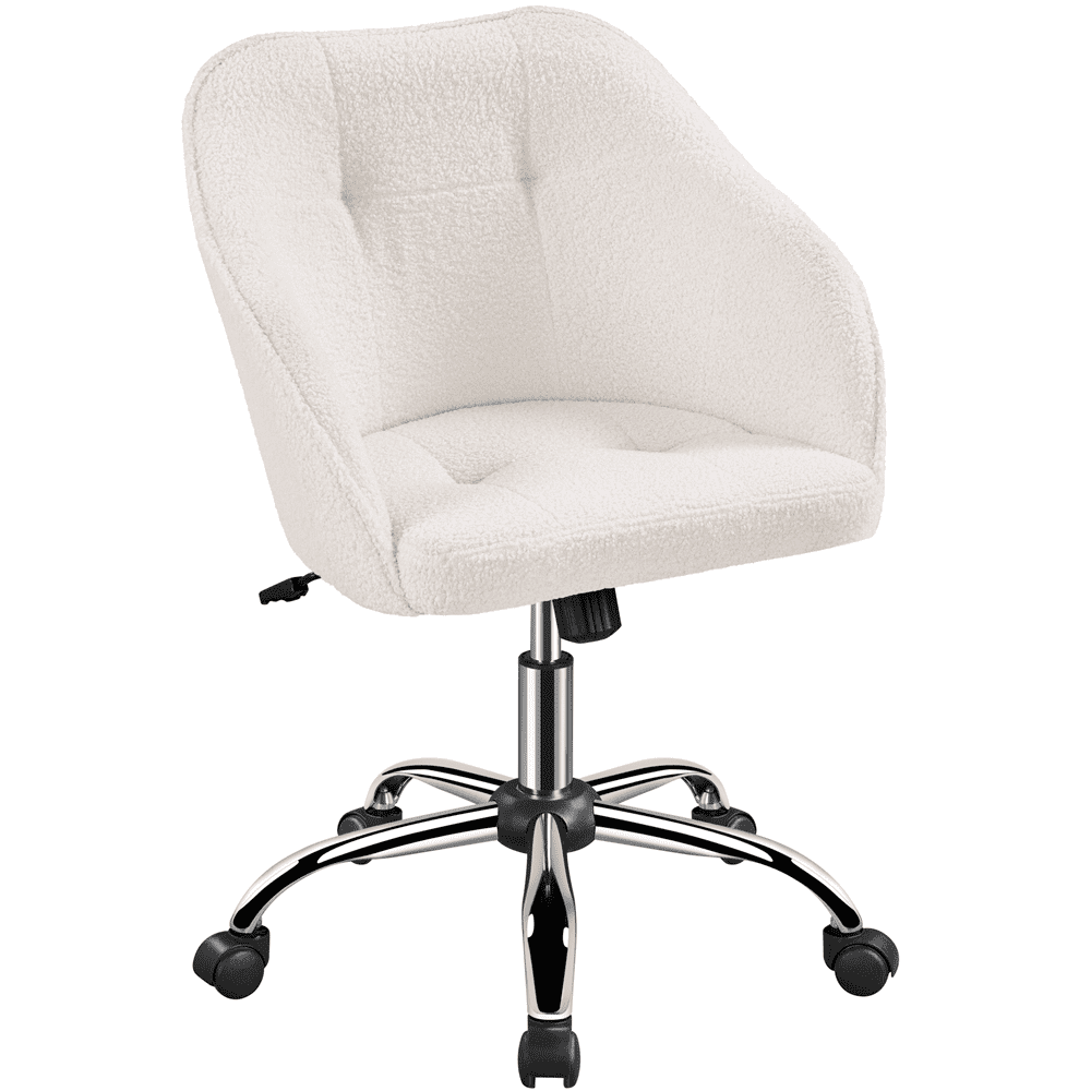 Smile Mart Adjustable Swivel Velvet Desk Chair for Home Office. Ivory