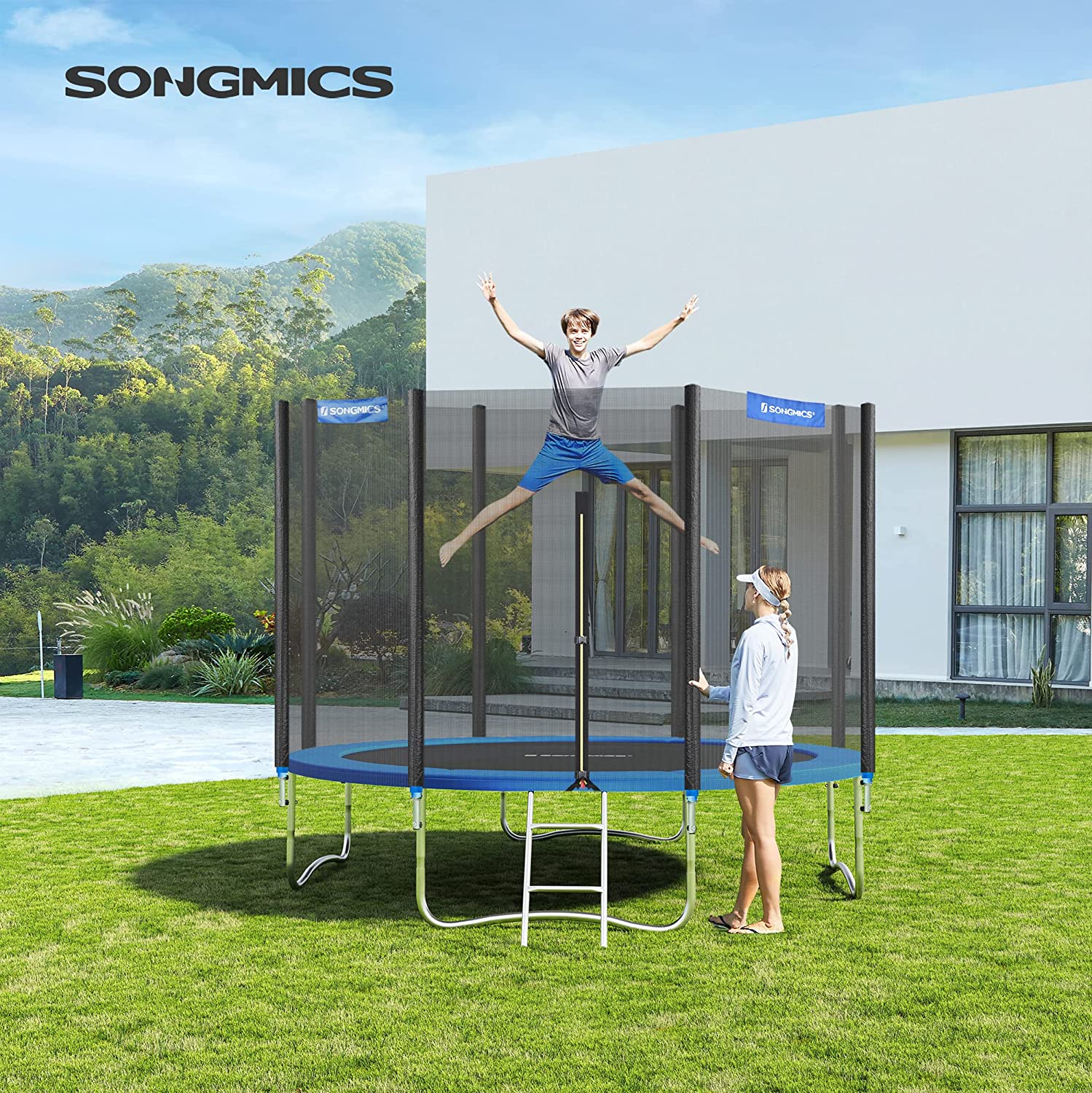 SONGMICS Replacement Trampoline Safety Pad Mat. Spring Cover. Blue. Standard Size 15FT