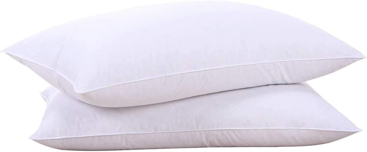 Puredown Goose Feathers and Down White Pillow Inserts. Bed Sleeping Hotel Collection Pillows Set of 2 King Size