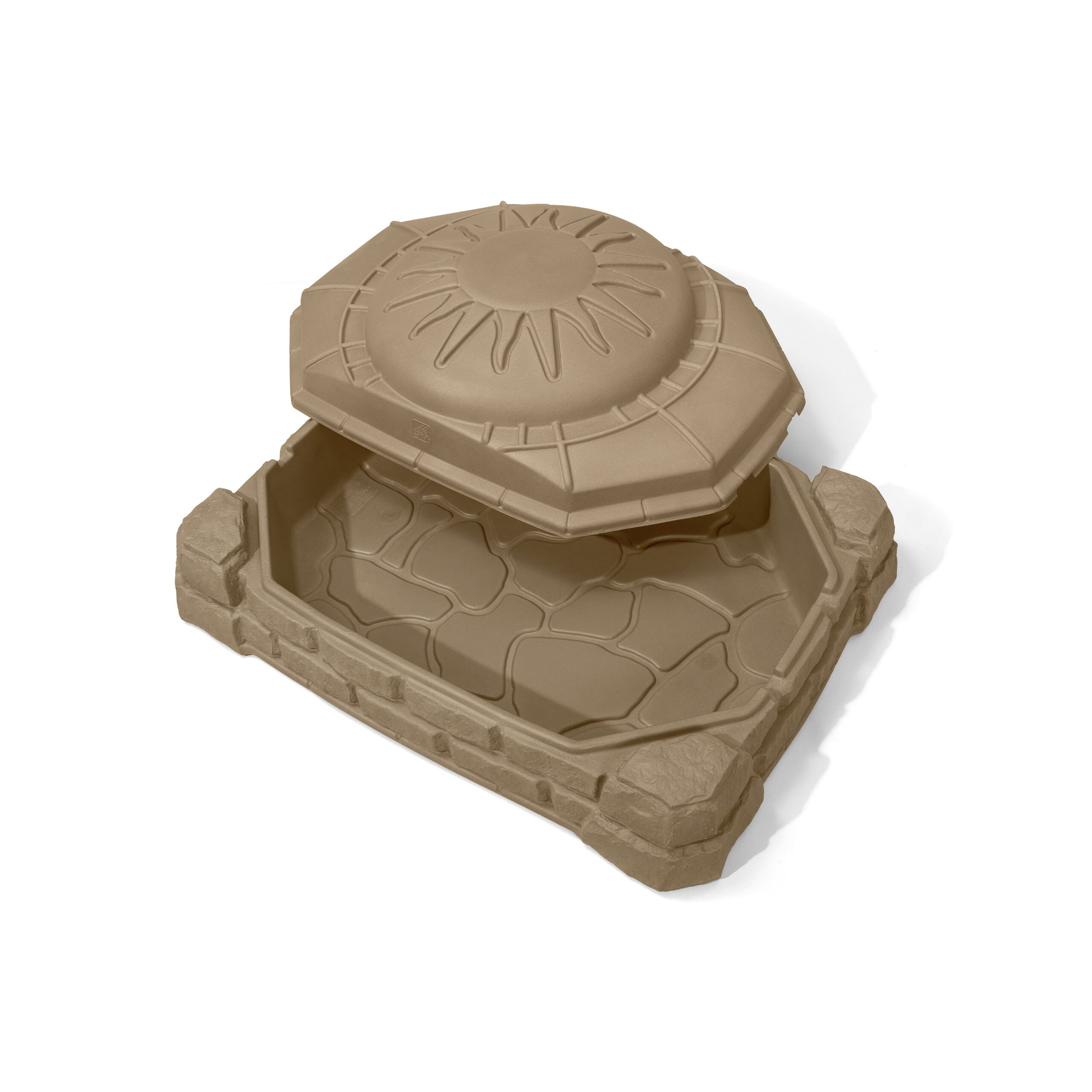 Step2 Naturally Playful 4′ Rectangular Sandbox with Cover Sandstone Beige