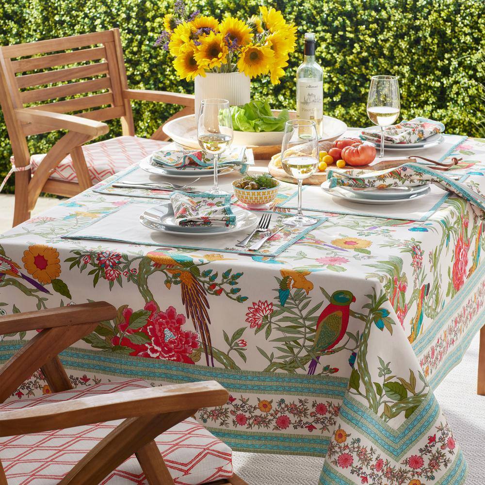 The Company Store  Bird 70 in. x 108 in. Multi Cotton Tablecloth