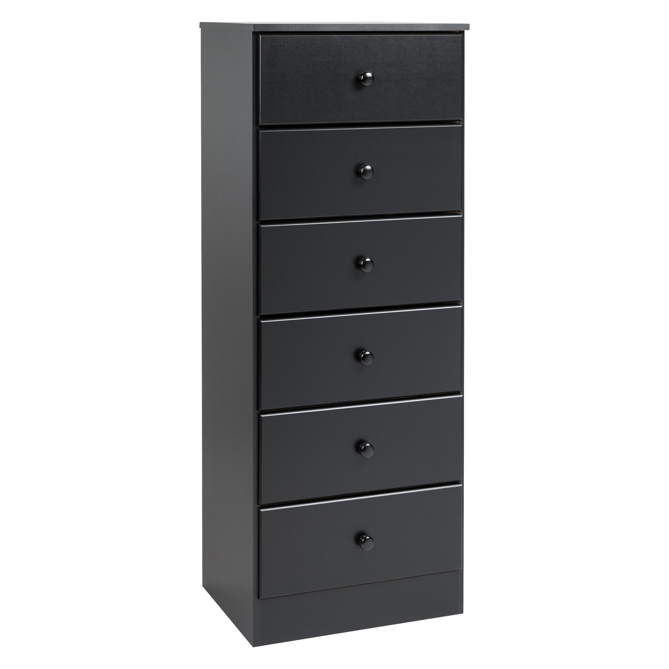 Prepac Astrid 6 Drawer Wooden Dresser Chest. 16″ x 20″ x 52″. Black