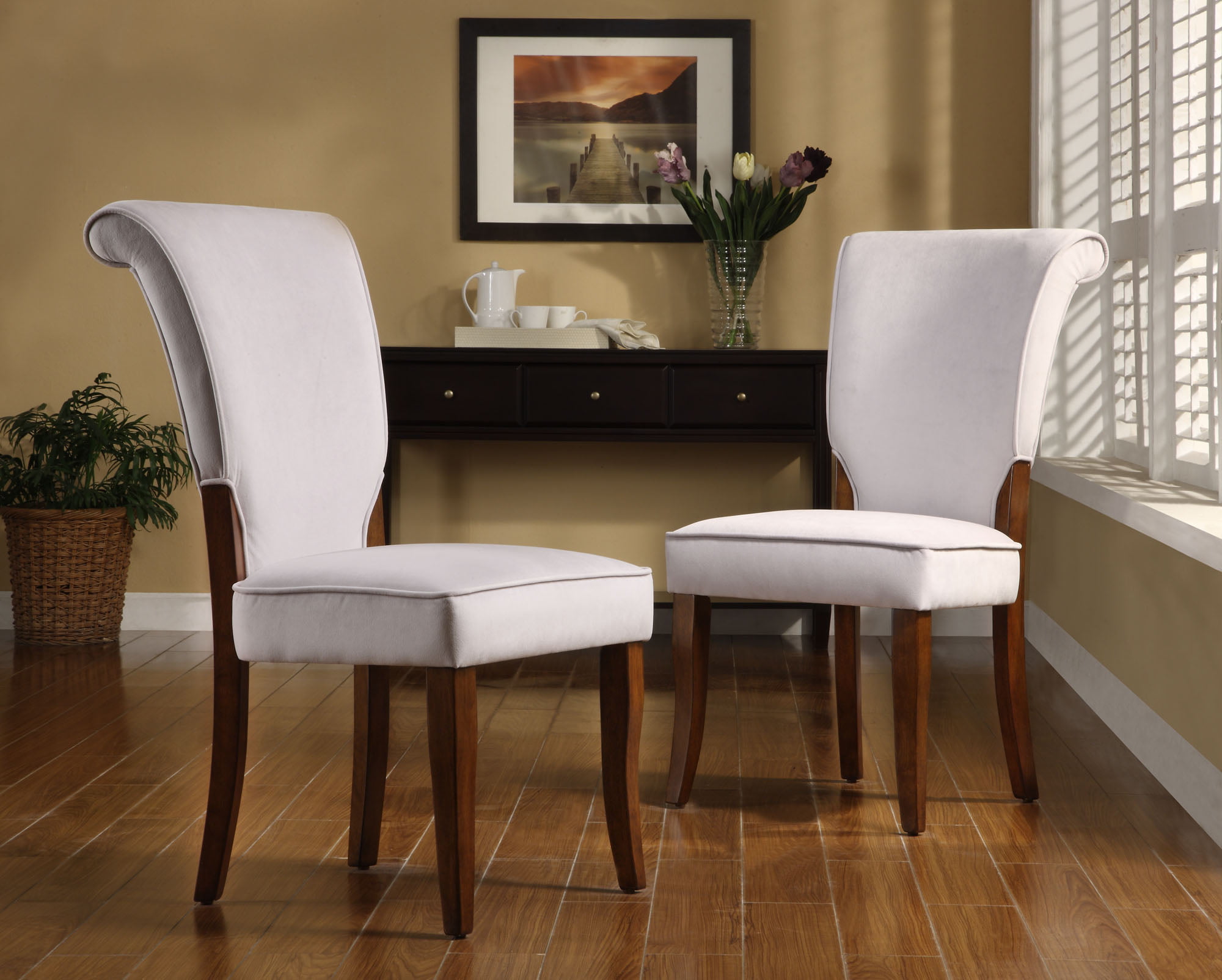 Weston Home Alamosa Velvet Parson Chairs - Set of 2. Gray