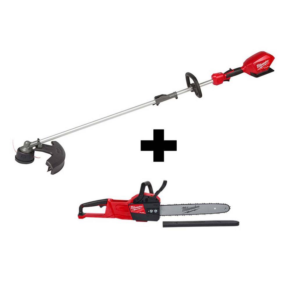 Milwaukee 1006667531 M18 FUEL 18V Lithium-Ion Cordless Brushless QUIK-LOK String Trimmer and Chainsaw Combo Kit (2-Tool)