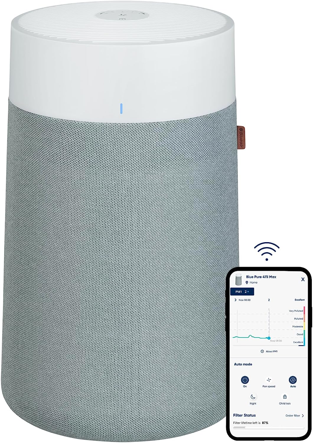 BLUEAIR Air Purifiers for Bedroom Air Purifiers for Home. Air Purifiers for Pets Allergies Air Cleaner. Smart Air Purifier Small Room Air Purifier Virus Air Purifier for Dust Mold Smoke Blue 411i Max