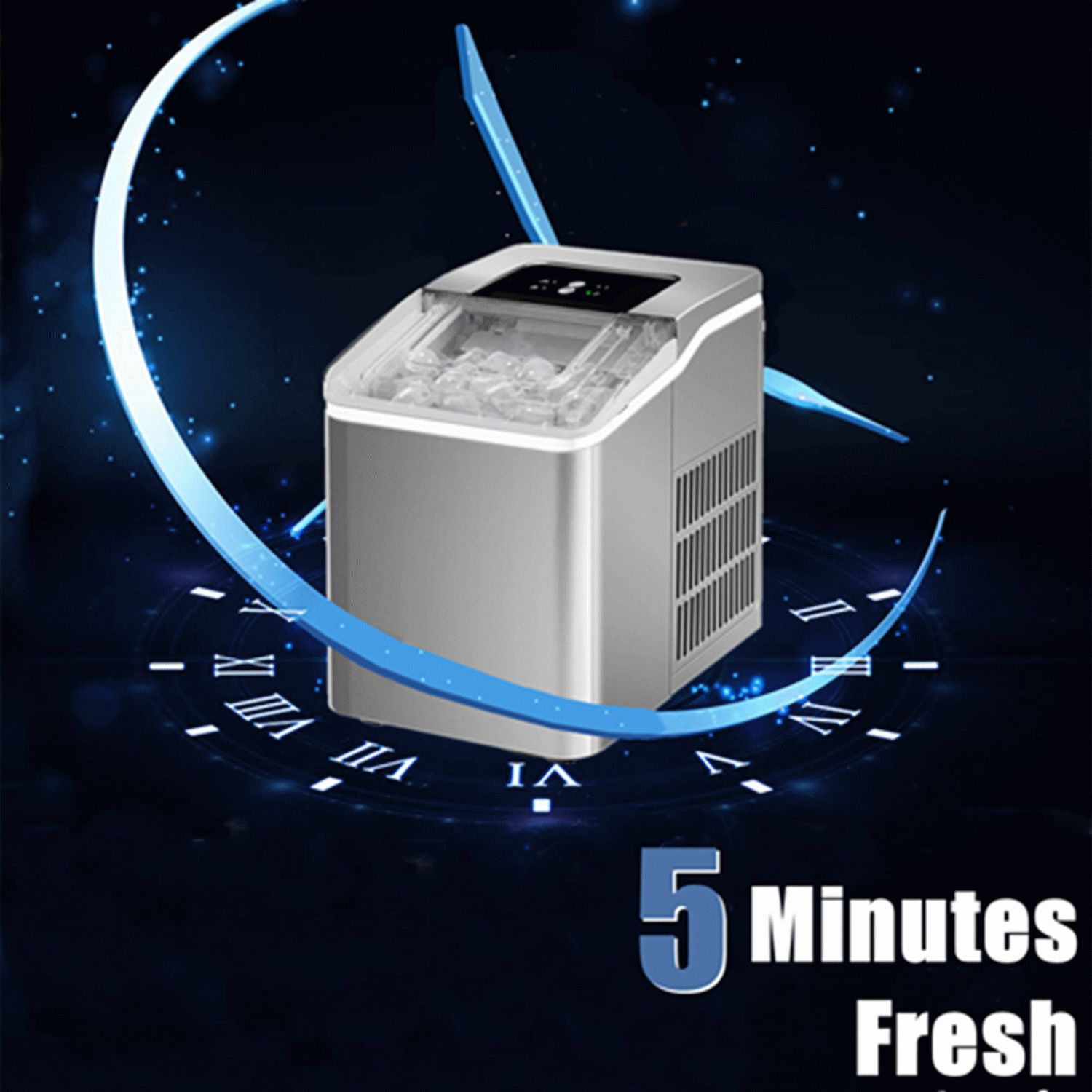 Ice Maker Machine Countertop 2 Ice Sizes. 28 lbs in 24 Hrs. Self-clean. 9 Cubes Ready in 5 Mins. Portable Ice Maker 2L. LCD Display. Ice Scoop and Basket Perfect for Home Kitchen Office