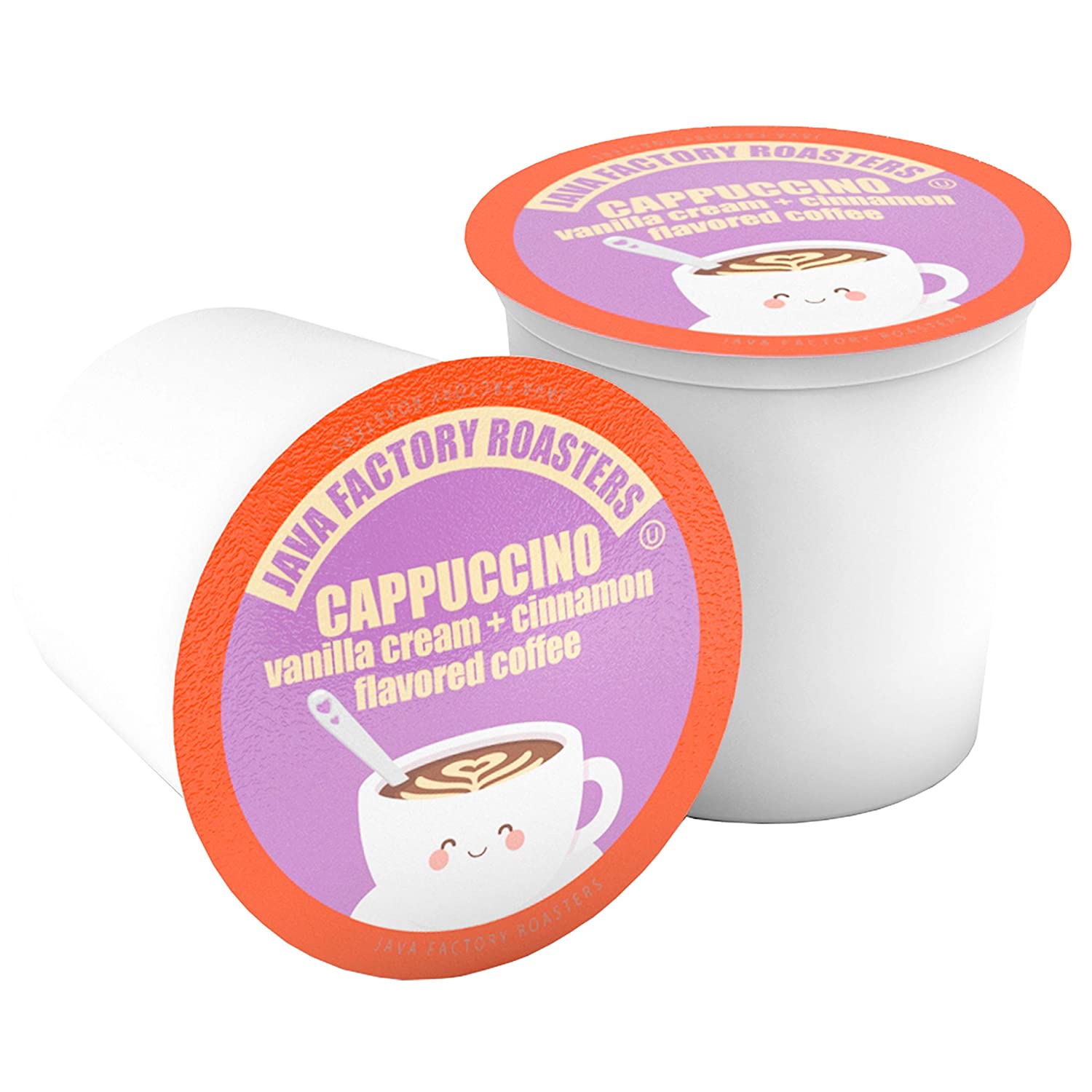 Java Factory Coffee Pods Vanilla Cream and Cinnamon Flavored Coffee for Keurig K Cup Brewers. Cappuccino. 80 Count