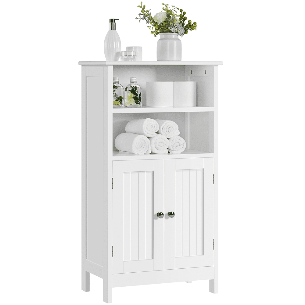 SMILE MART 5-Tier Wooden Bathroom Floor Cabinet. White