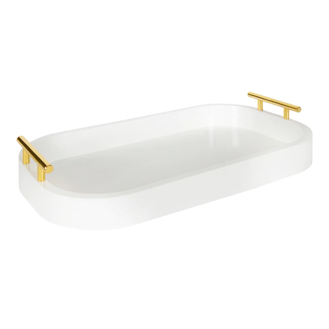Kate and Laurel  10-in x 18-in White Decorative Tray. Decorative Accent with Rounded Edges