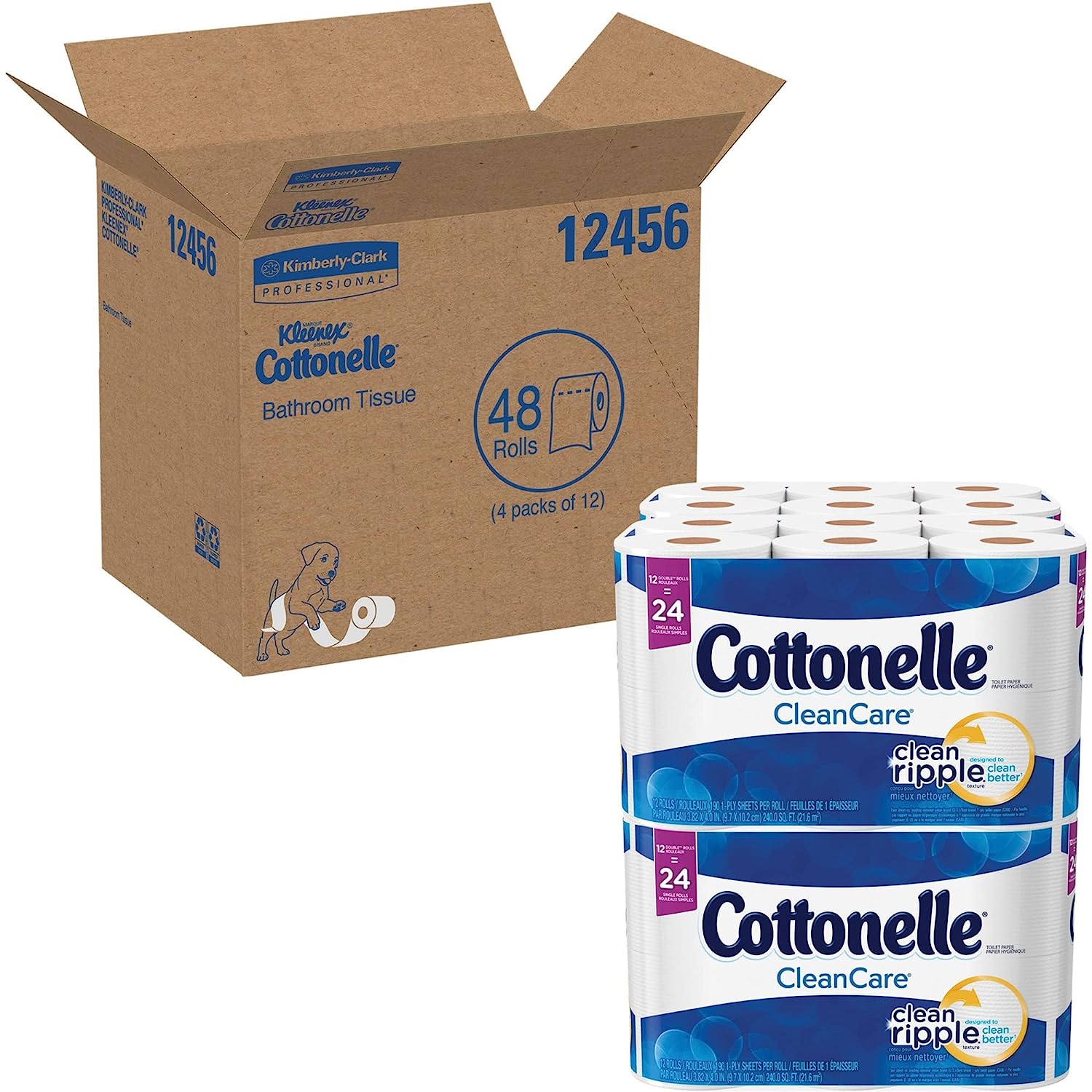 Cottonelle Professional Ultrasoft Bulk Toilet Paper for Business (12456). Standard Toilet Paper Rolls. 48 Rolls / Case for Business (4 Packs of 12)