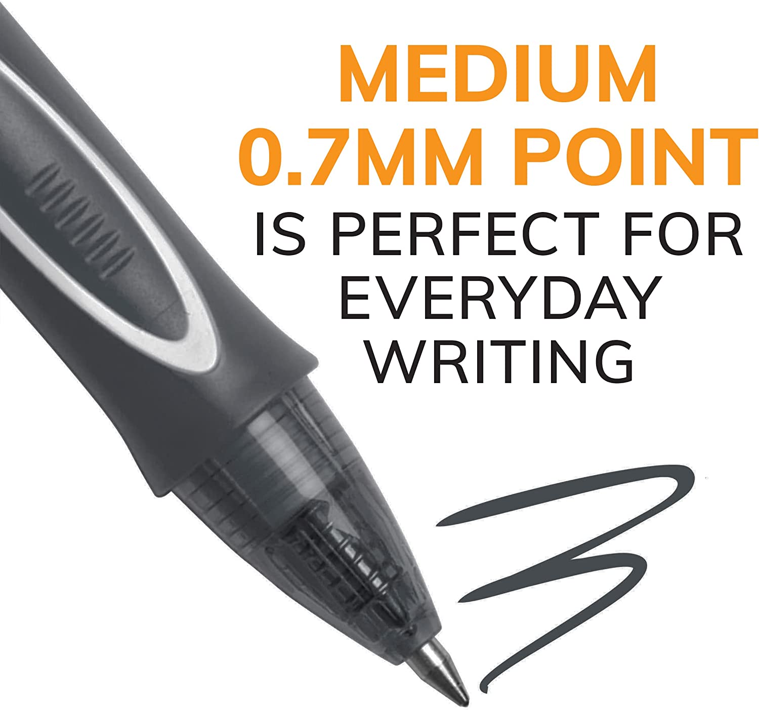 BIC Gel-Ocity Quick Dry Gel Pens. Medium Point Retractable (0.7mm). Black Ink Gel Pen. 12-Count