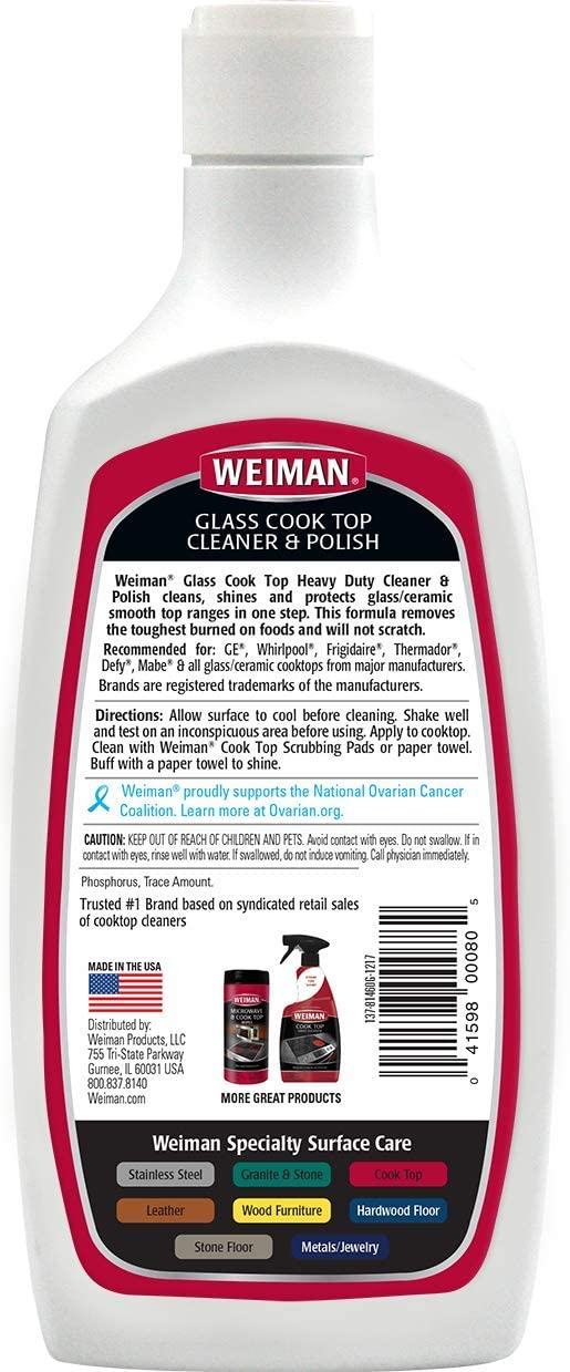 Weiman Cooktop Cleaner Kit - Cook Top Cleaner and Polish 20 Ounce