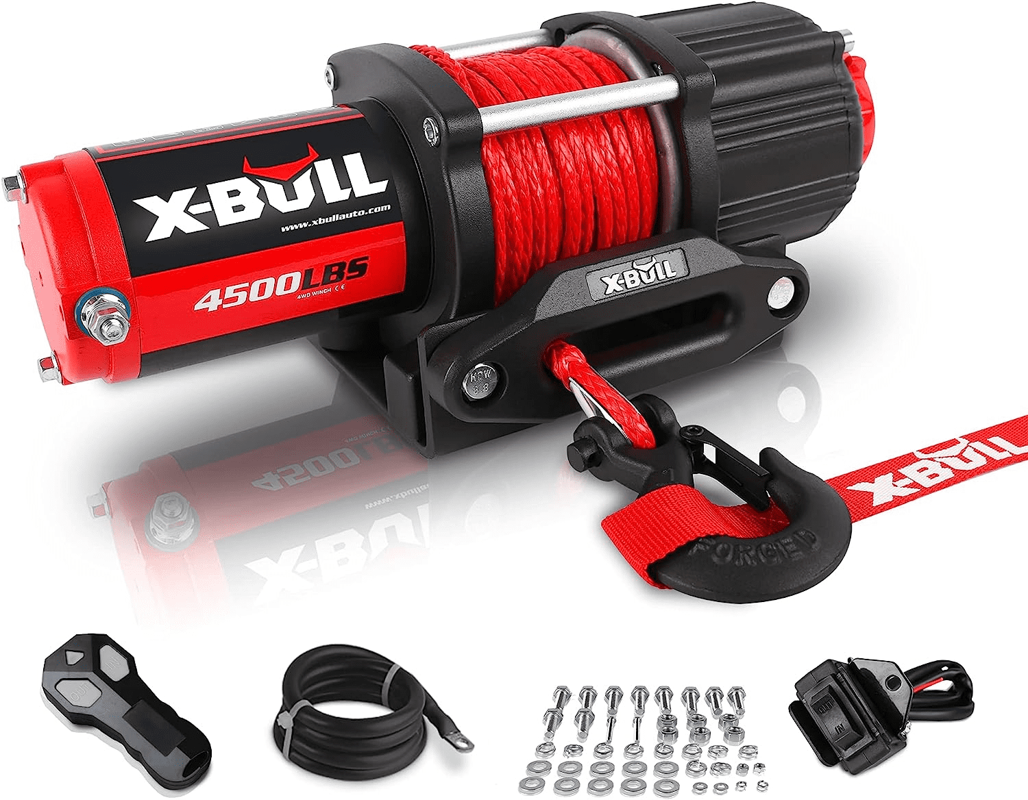 X-BULL Electric Winch 4500lbs 12V Synthetic Rope Winch  with Fairlead ATV/UTV Winch with Wireless Remotes and Mounting Bracket