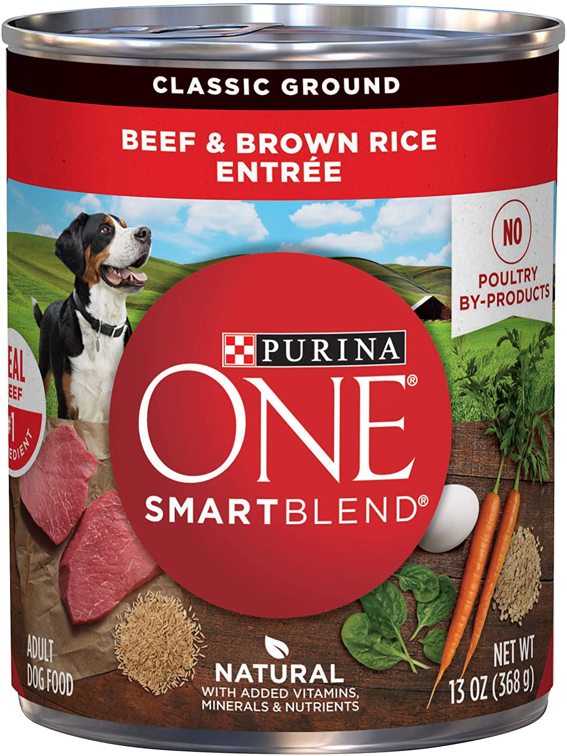 Purina ONE Natural Pate Wet Dog Food. SmartBlend Beef & Brown Rice Entrée - (12) 13 oz. Cans