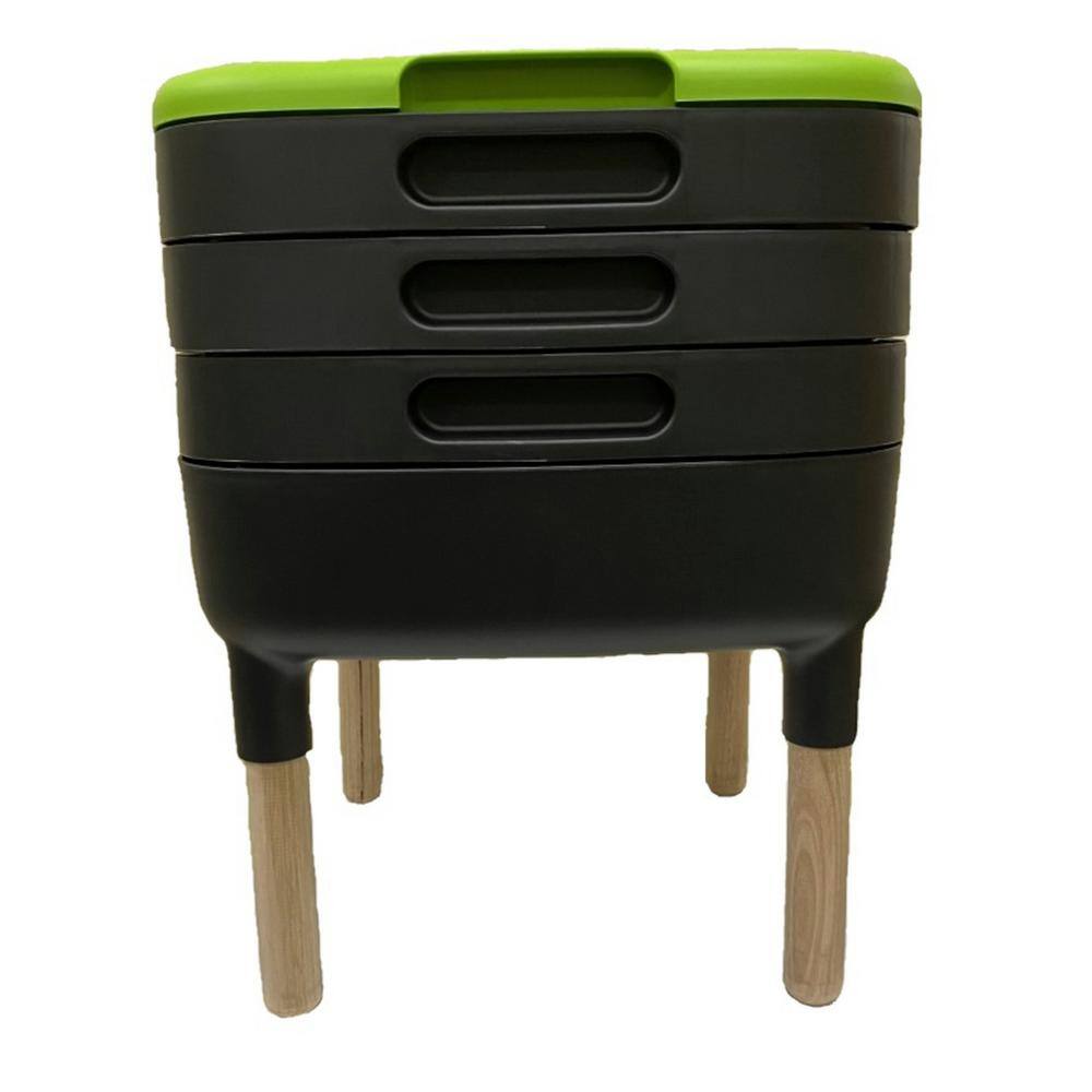 RSI RSI-MC-WORM3-WL 6 Gal. Stationary 3 Tray Worm Compost Farm with Wooden Leg Extensions