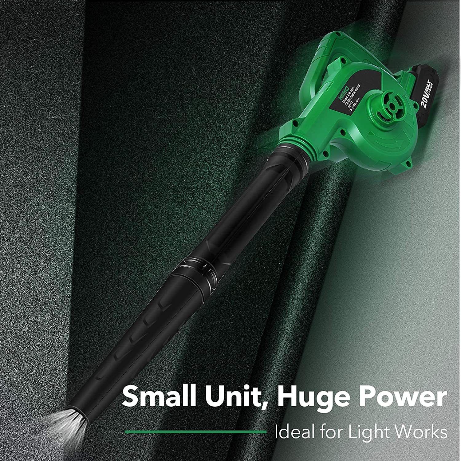 KIMO Cordless Leaf Vacuum Cordless - Batteries for Cordless Leaf Blowers. 20V 4.0 Ah Battery Power. Electric Leaf Blower Vacuuming