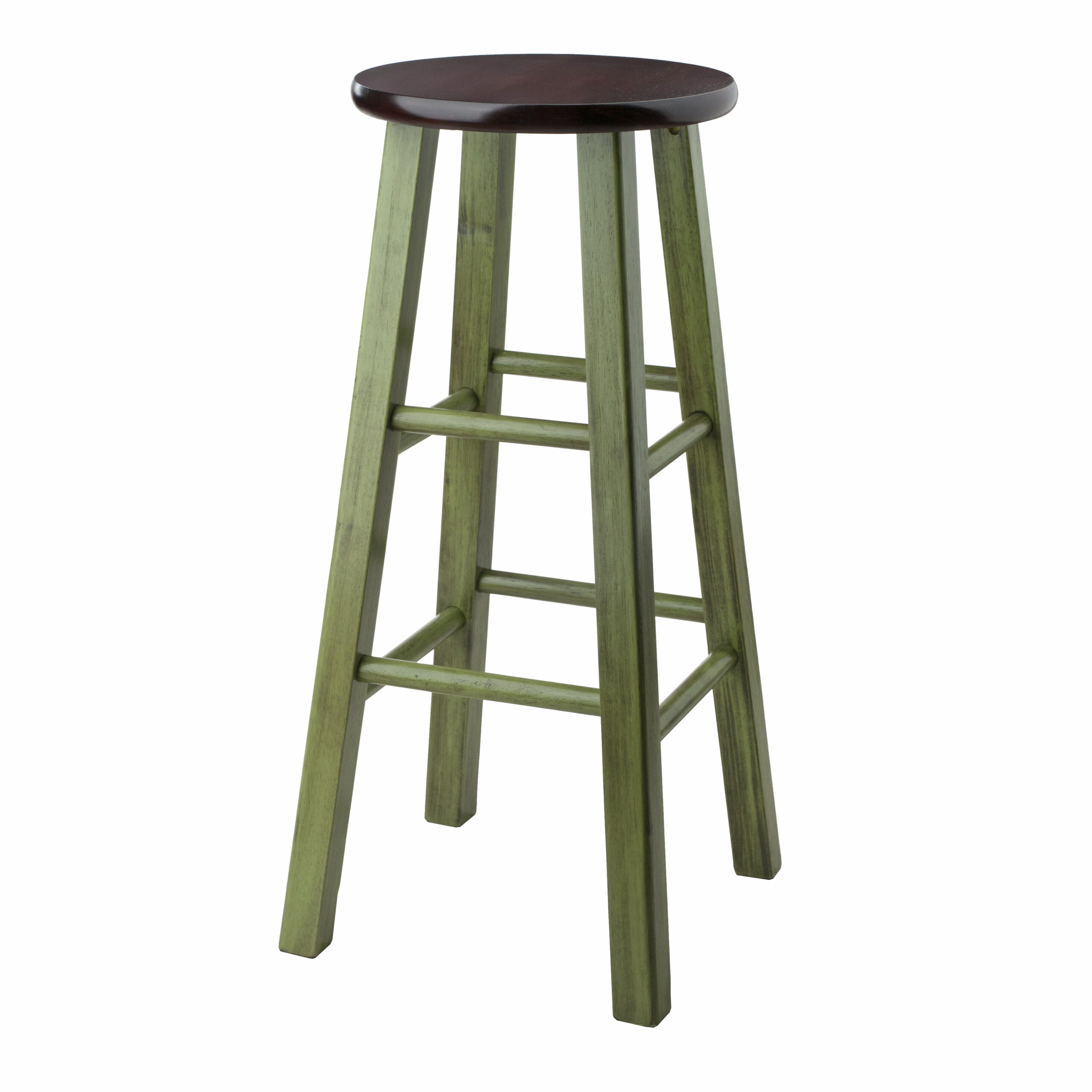 Winsome Wood Ivy Bar Stool. Rustic Green & Walnut