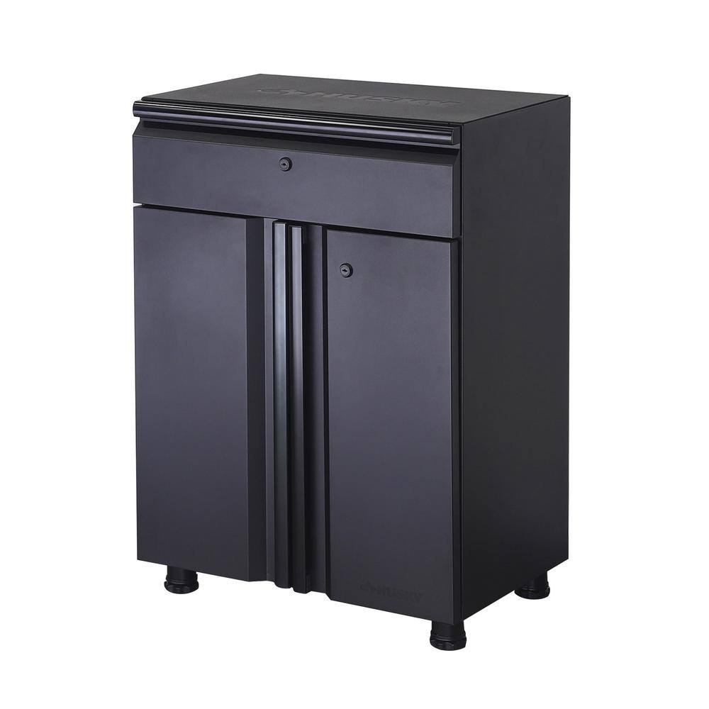 Husky G2401B-US Regular Duty Welded 24-Gauge Steel 1-Drawer 2-Door Garage Base Cabinet in Black (24 in. W x 33 in. H x 16 in. D)