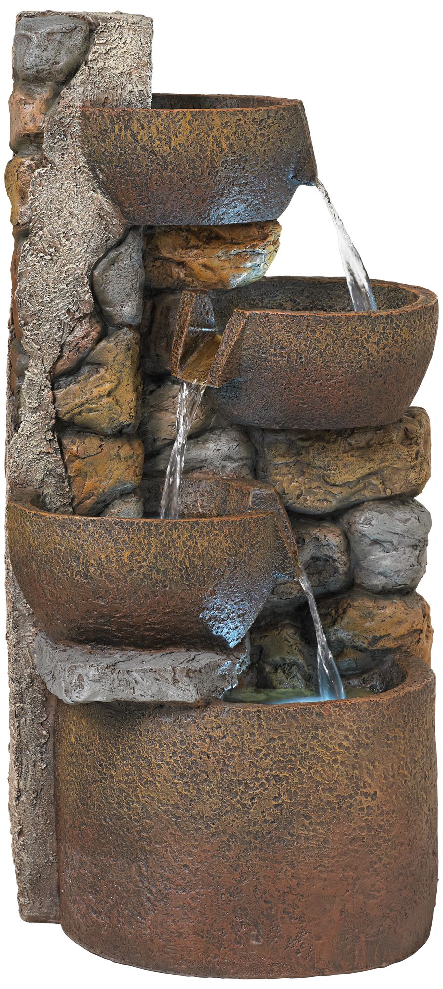 John Timberland Rustic Outdoor Floor Water Fountain with Light LED 29″ High Cascading Urn for Yard Garden Patio Deck Home