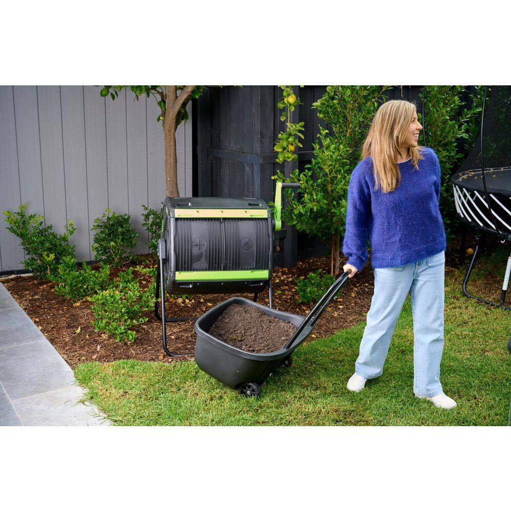 Maze RSI-MCT-180-CT 48 Gal. Geared 2 Compartment Compost Tumbler with Compost Cart