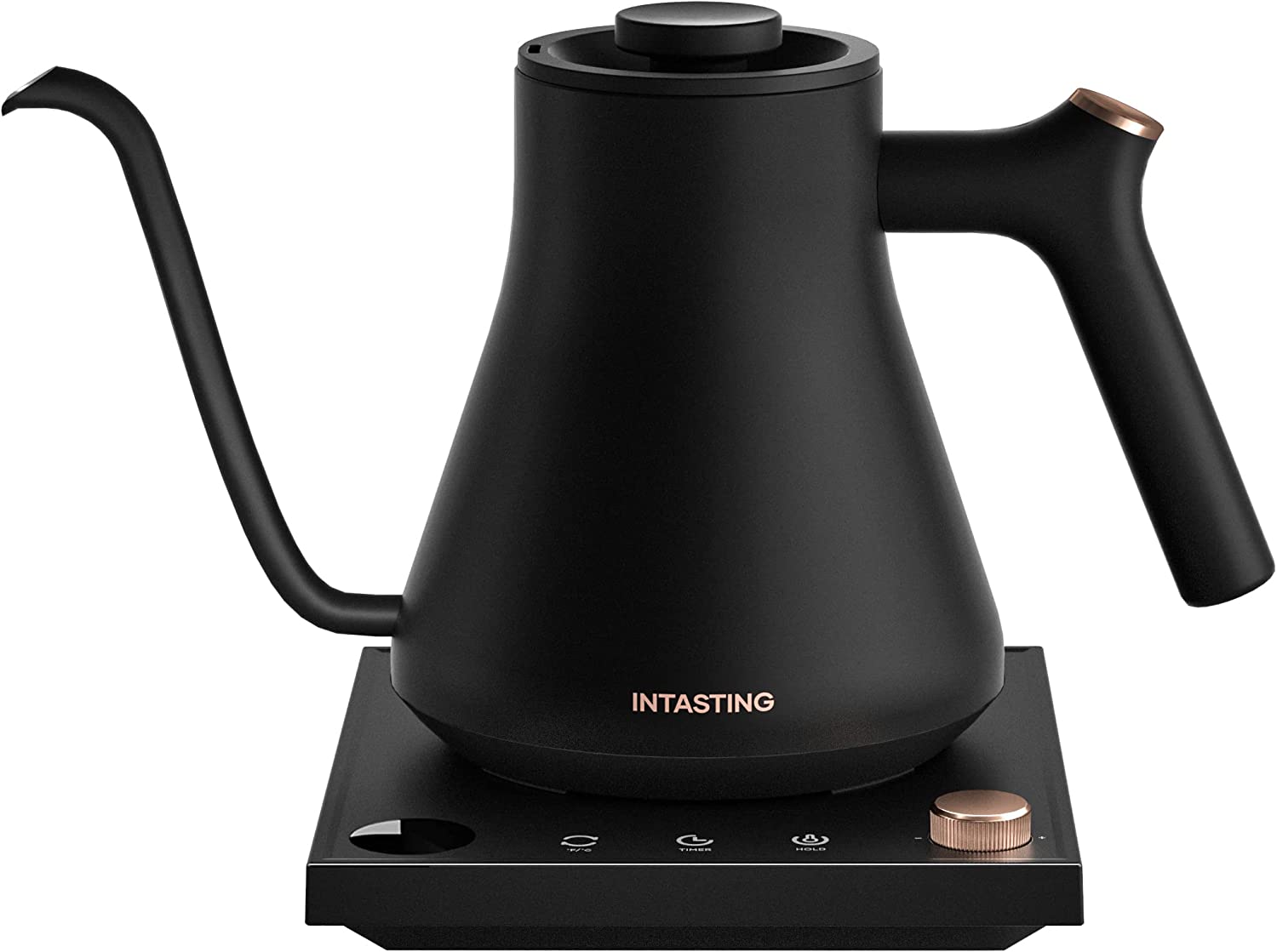 Electric Kettle. INTASTING Electric Gooseneck Kettles Temperature Control. 0.9L Stainless Steel Inner. ±1℉ Precision. Quick Heating. for Hot Water. Pour Over Coffee. Tea. Matte Black