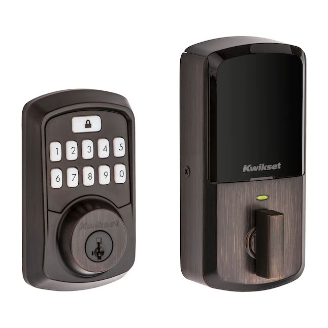 Kwikset  Aura Venetian Bronze Bluetooth Enabled Single Cylinder Electronic Deadbolt Lighted Keypad