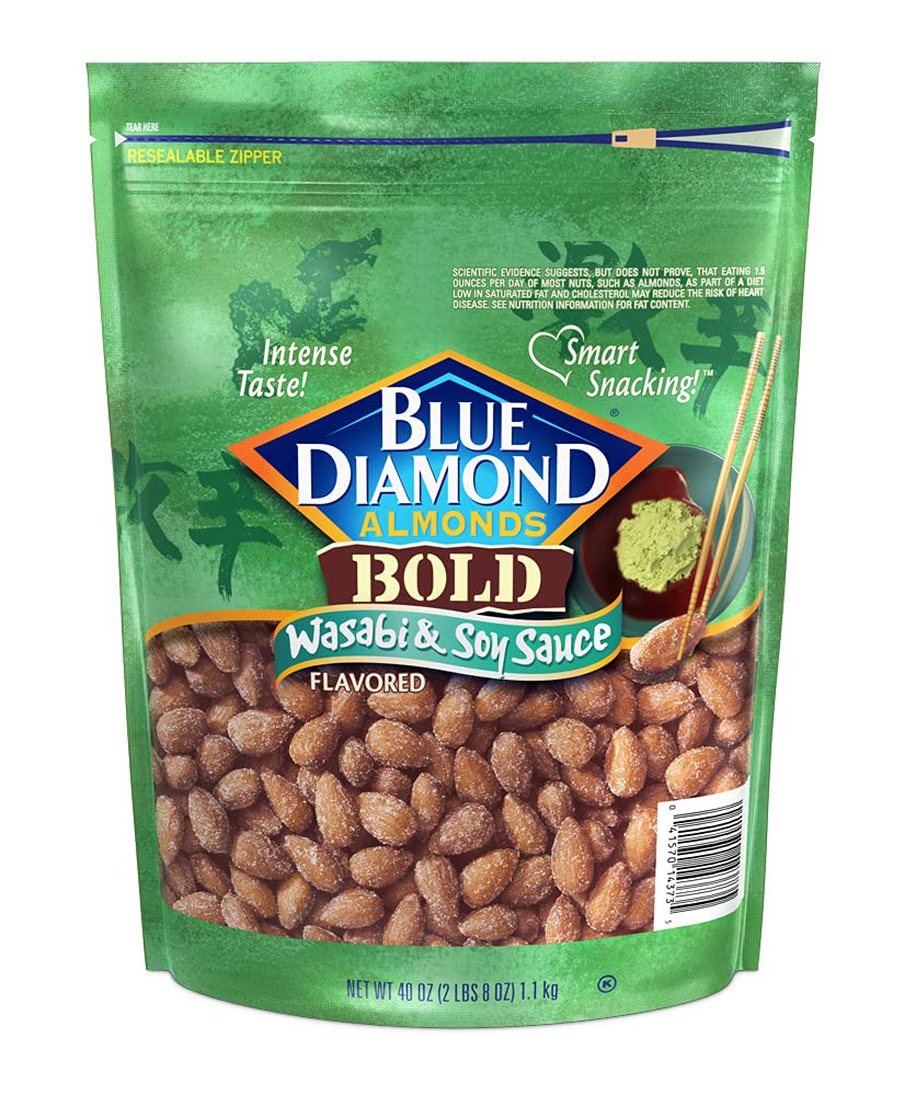 Blue Diamond. BOLD Wasabi & Soy Sauce Almond Snack Nuts. 40oz Bag