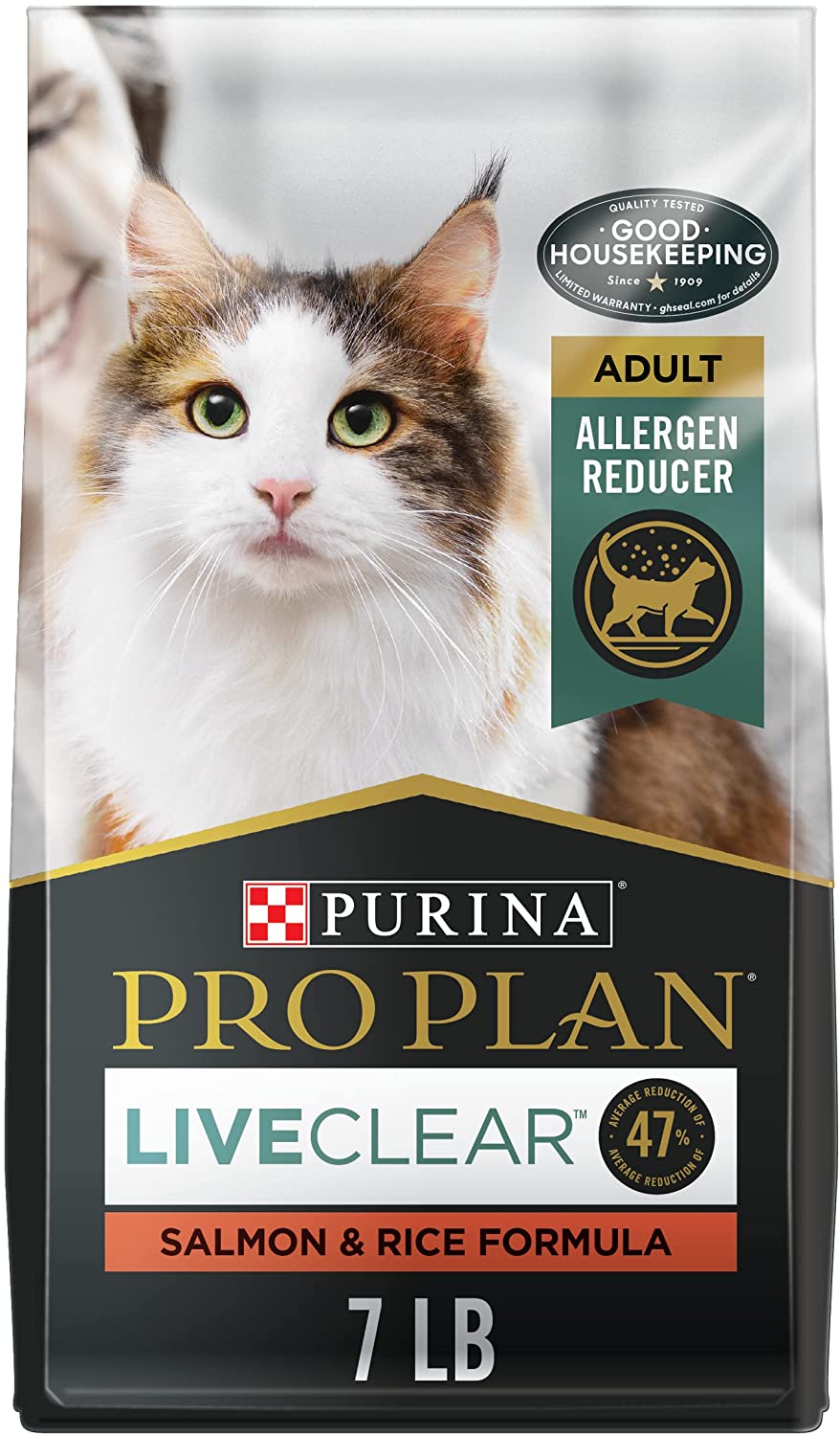 Purina Pro Plan Allergen Reducing. High Protein Dry Cat Food. LIVECLEAR Salmon and Rice Formula - 7 lb. Bag