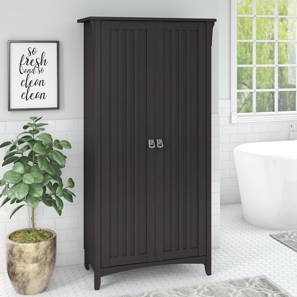 Bush Furniture Salinas 31.5-in W x 62.95-in H Wood Composite Vintage Black Freestanding Utility Storage Cabinet