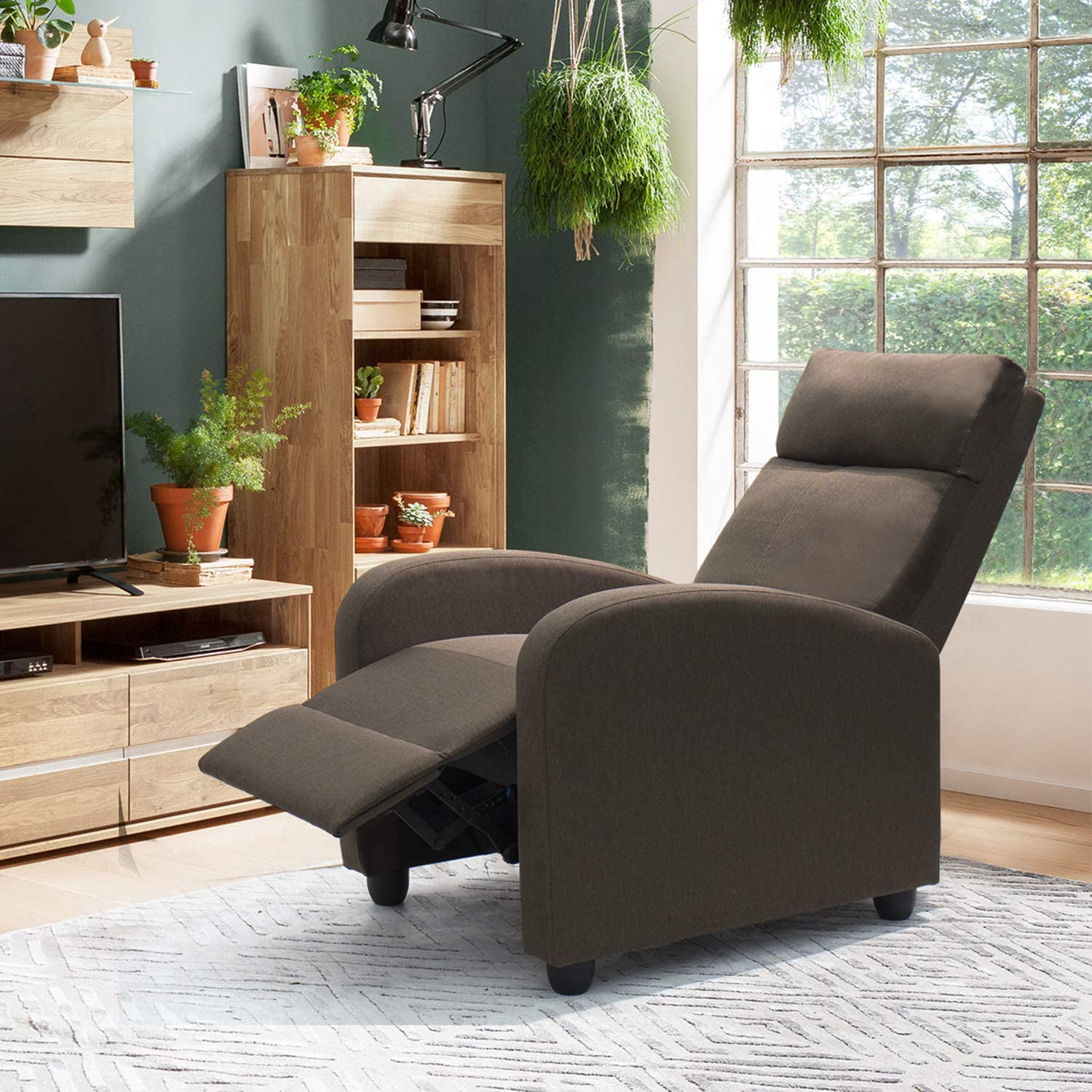 Lacoo Lounge Chair. Upholstered. Living Room. Brown. 27.6″W x 64.2″D x 27.9″H