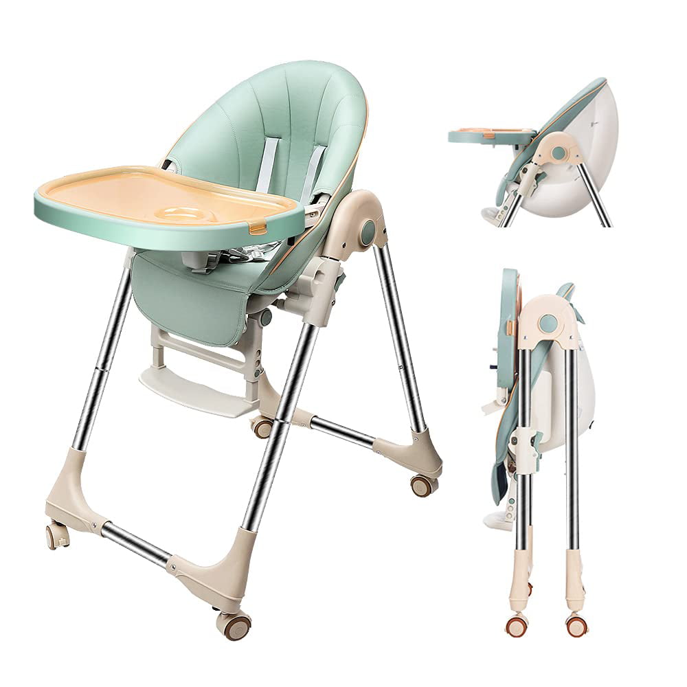 Foinwer 5-in-1 Baby Convertible Highchair Foldable Baby High Chair 4-Ways to Use Unisex Removable Tray (Green)
