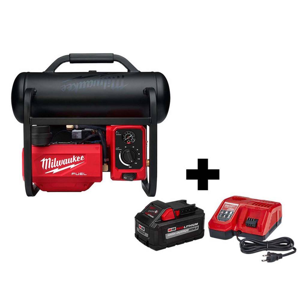 Milwaukee 2840-20-48-59-1880 M18 FUEL 18-Volt Lithium-Ion Brushless Cordless 2 Gal. Electric Compact Quiet Compressor Kit W/ 8.0 Ah Battery & Charger