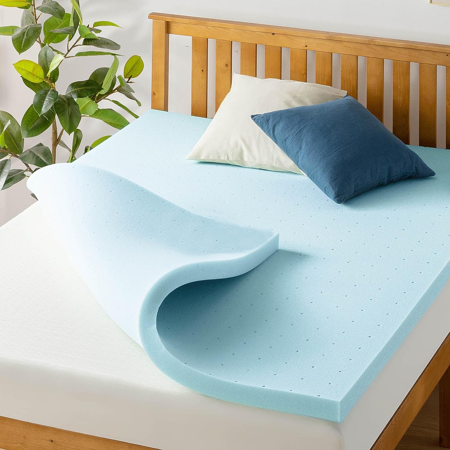 Best Price Mattress 2-inch Ventilated Gel Memory Foam Topper - Full. Blue