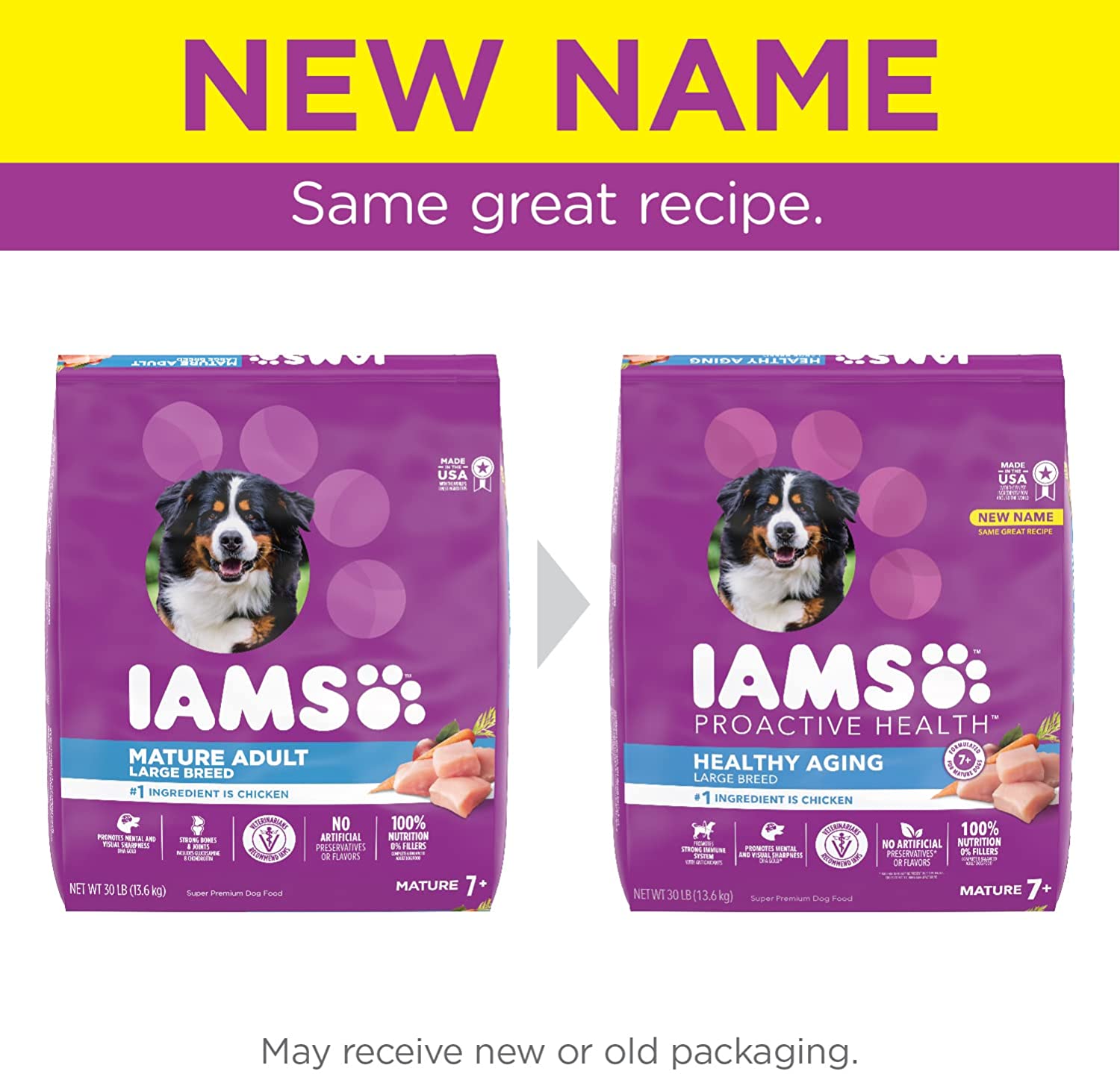 IAMS Senior Dry Dog Food. Chicken. All Breed Sizes. Style: Large Breed 30lb