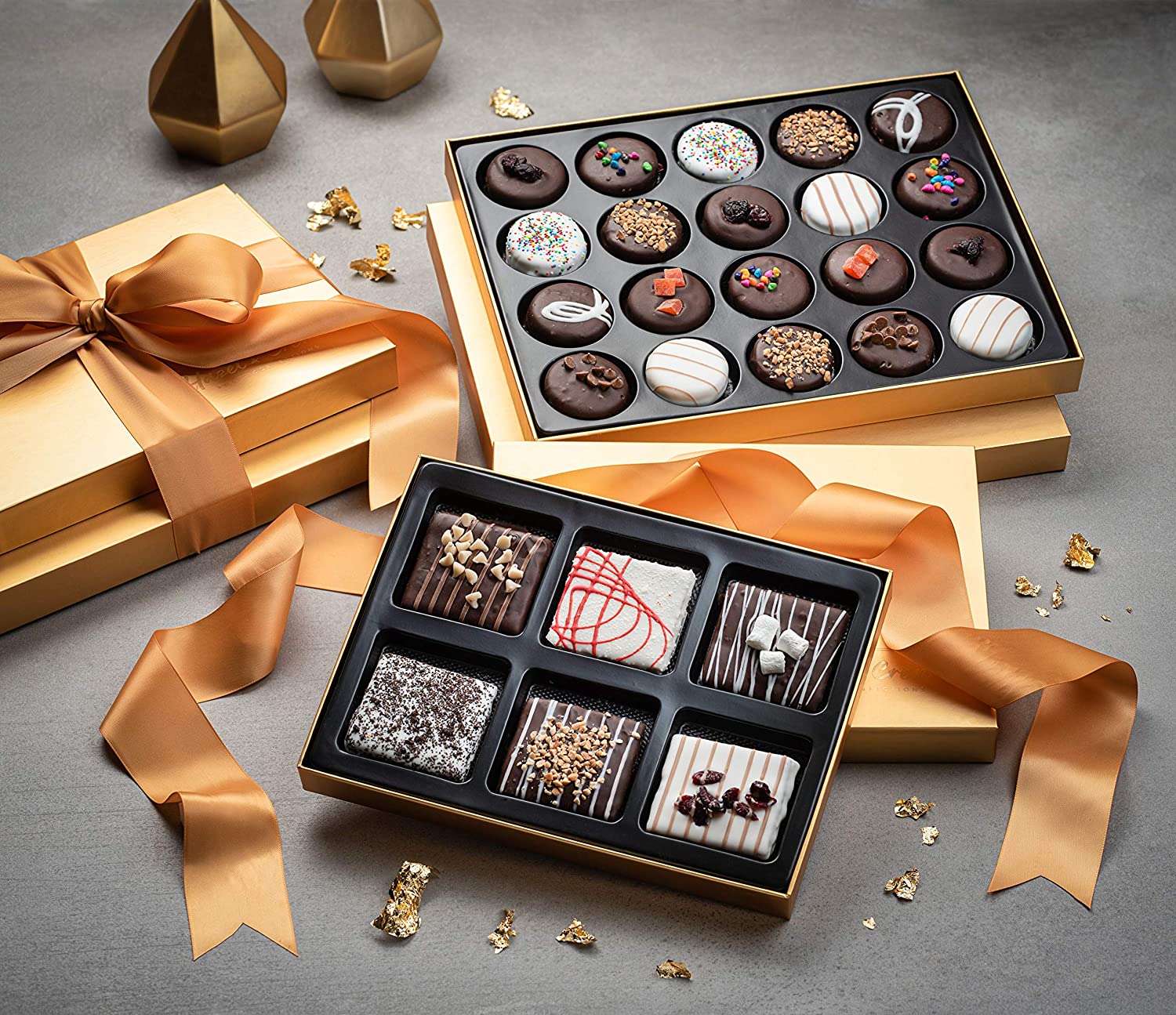 Hazel & Creme Chocolate Tower Gift Basket - Chocolate Covered Cookies & Chocolate Covered Graham Cracker