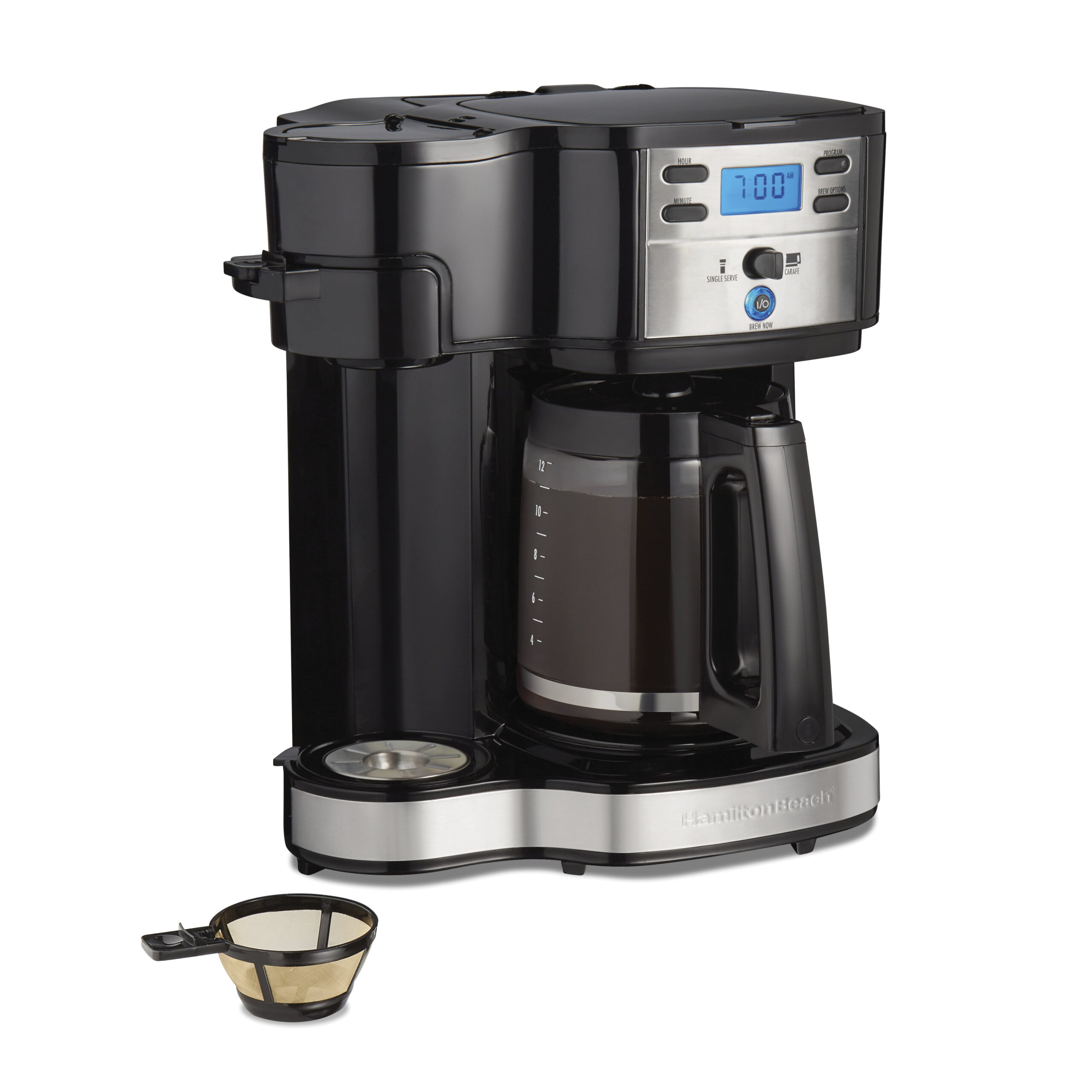 Hamilton Beach 2-Way Programmable Coffee Maker. Single-Serve or 12 Cups. Black. 47650