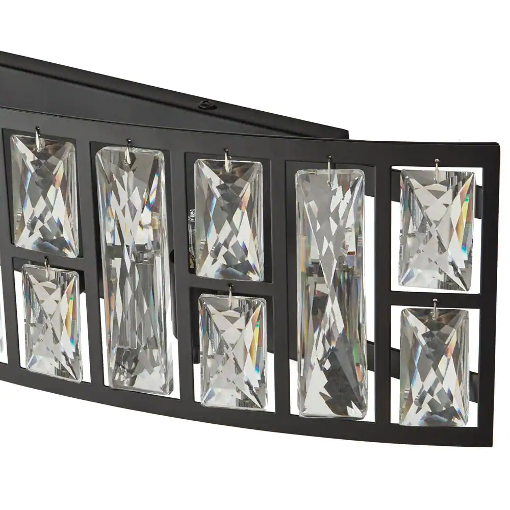 Home Decorators Collection 34979-HBB Kristella 24 in. 5-Light Matte Black Vanity Light with Clear Crystal Shade