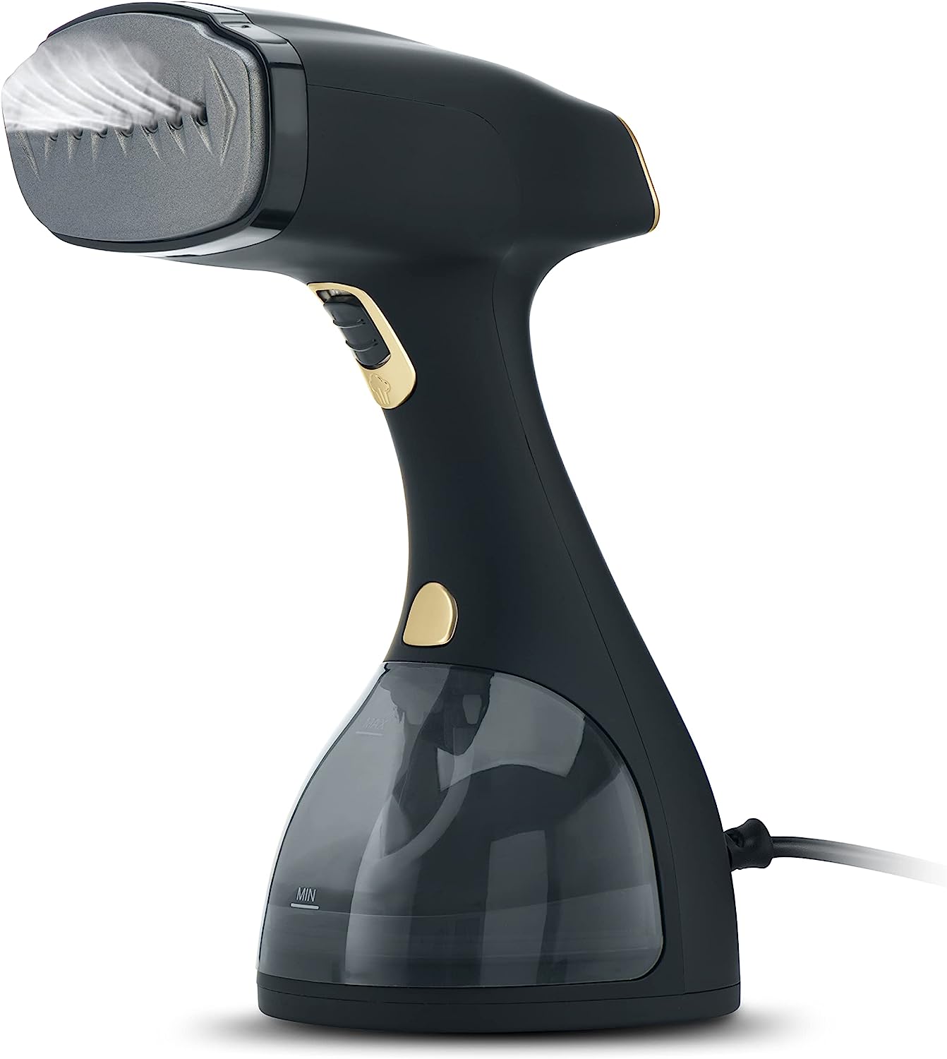 Electrolux Portable Handheld Garment and Fabric Steamer 1500 Watts. Quick Heat Ceramic Plate Steam Nozzle. 2 in 1 Fabric Wrinkle Remover and Clothing Iron. with Fabric. Lint Brush. and Steam Nozzle. Black