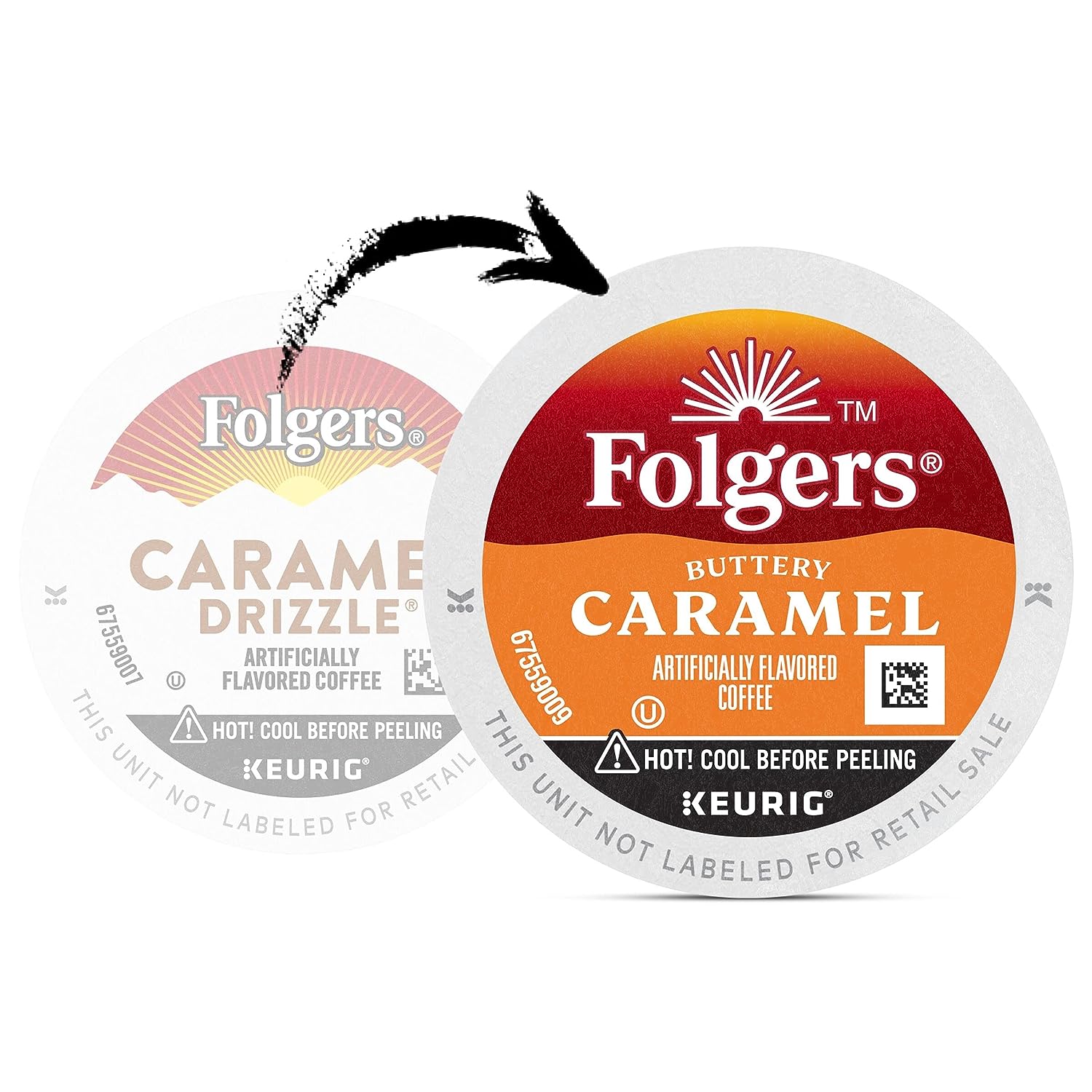 Folgers Buttery Caramel Flavored Coffee. 72 Keurig K-Cups Pods