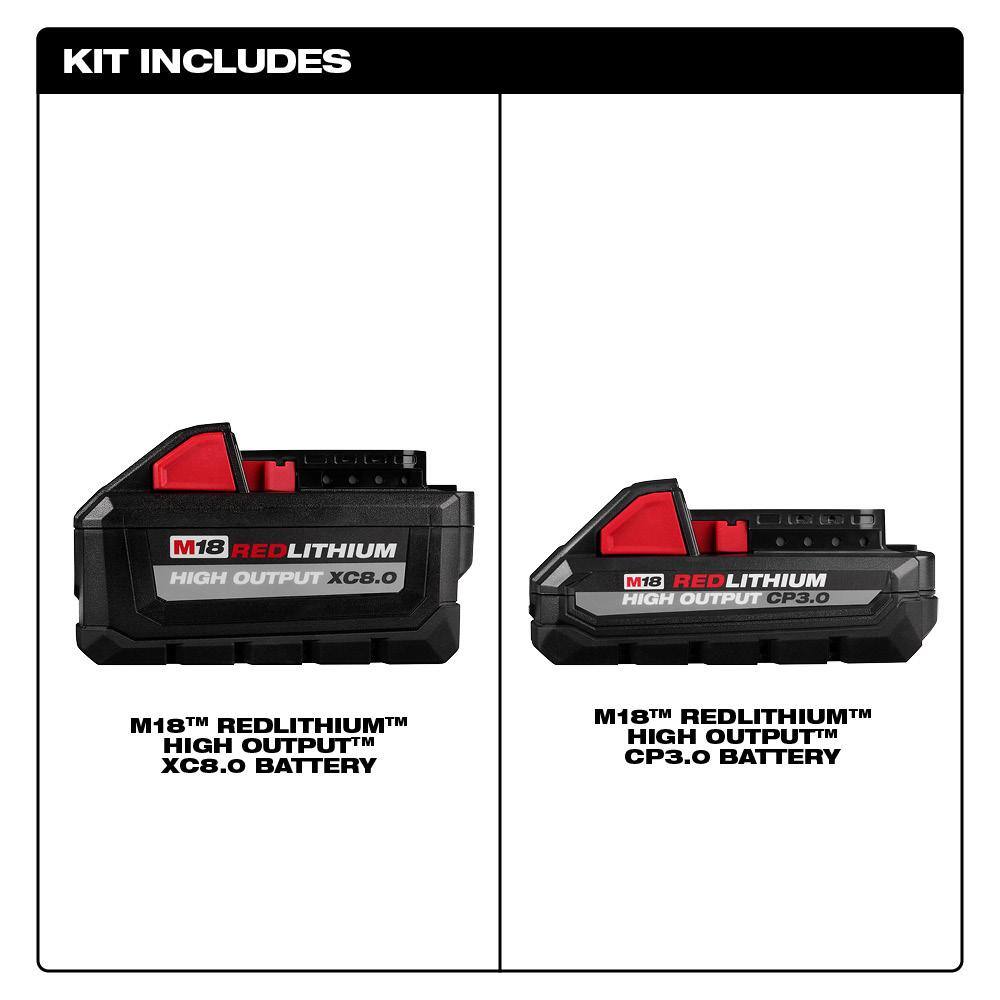 Milwaukee 48-11-1835S M18 18-Volt Lithium-Ion HIGH OUTPUT XC 8.0 Ah and 3 Ah Battery (2-Pack)
