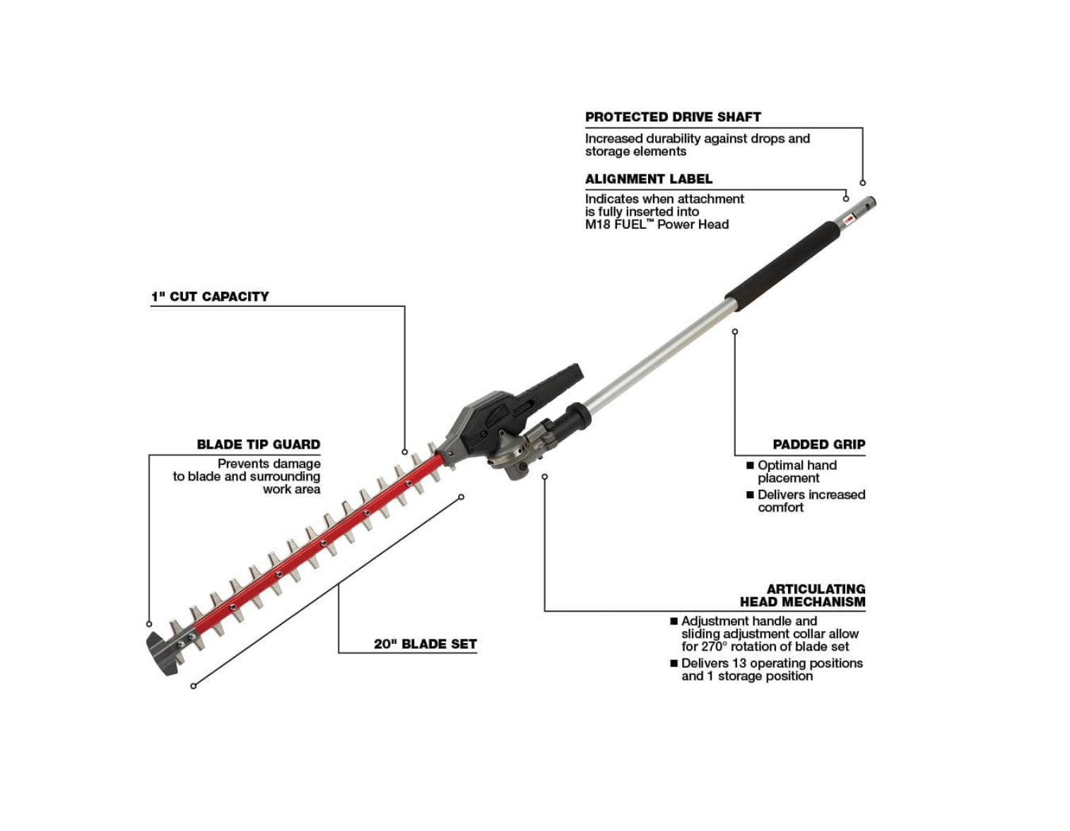 Milwaukee 49-16-2719 M18 FUEL Hedge Trimmer Attachment for Milwaukee QUIK-LOK Attachment System