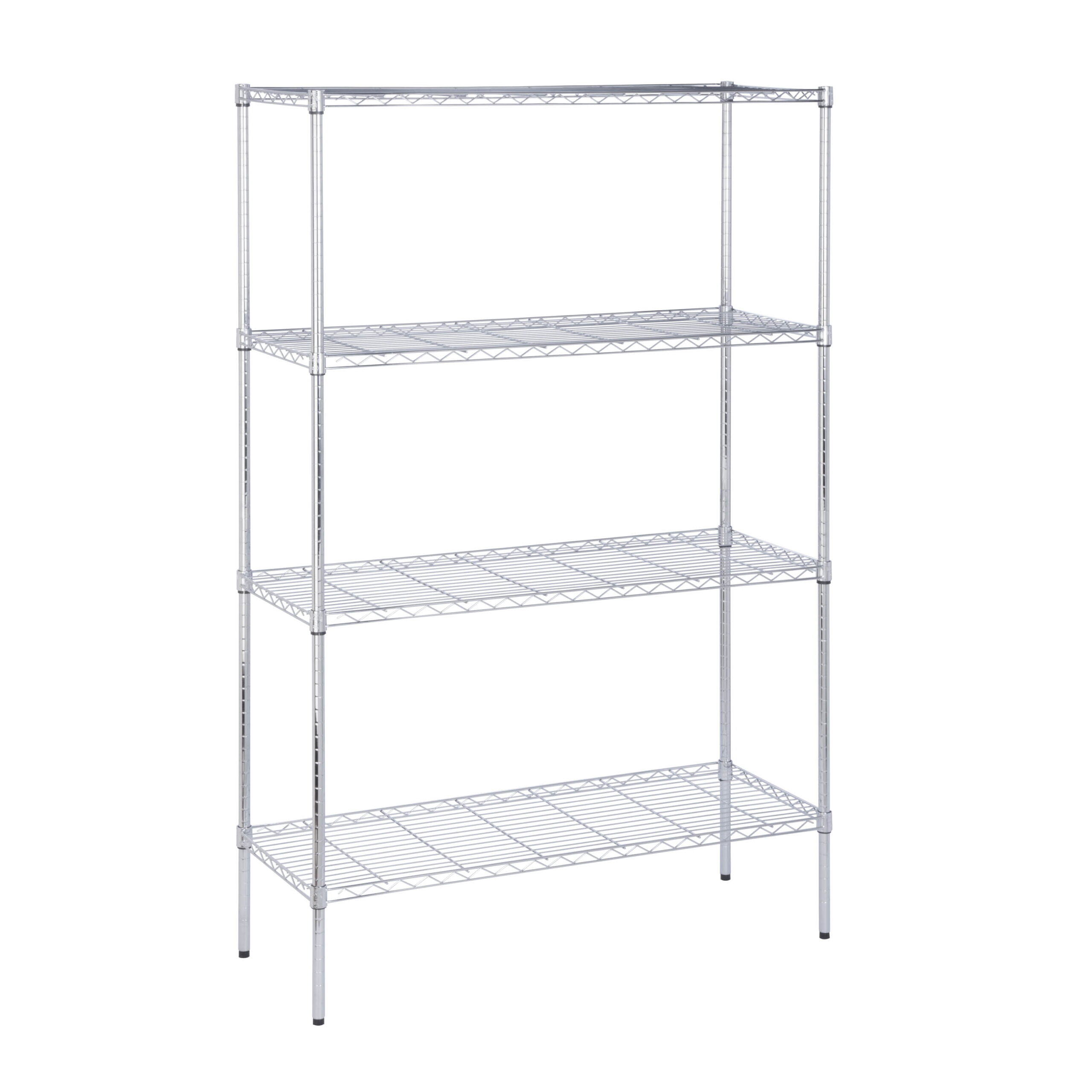 Honey-Can-Do 4-Tier Adjustable Chrome Shelving Unit with 350-lb Per-Shelf Capacity.Shelves & Shelf Units Chrome.Steel